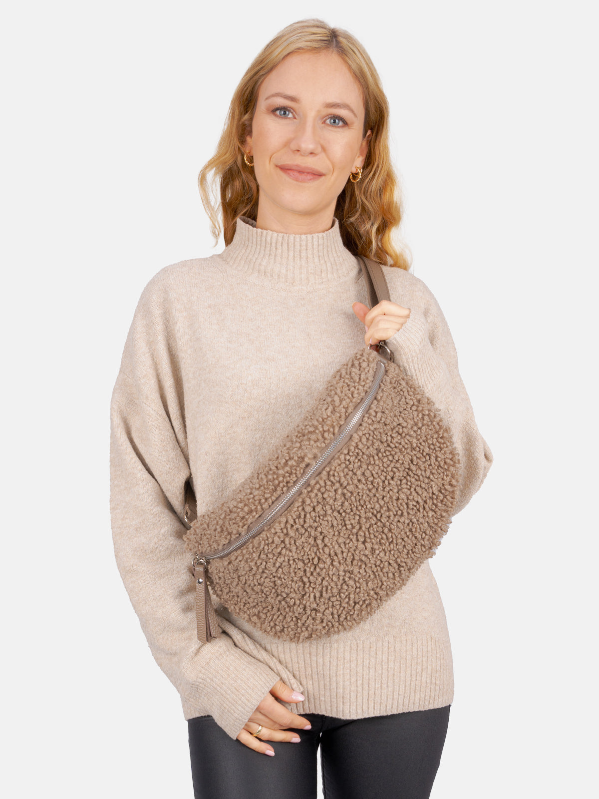 Stofftasche Crossbody Bag Size L - dark taupe - Fluffy