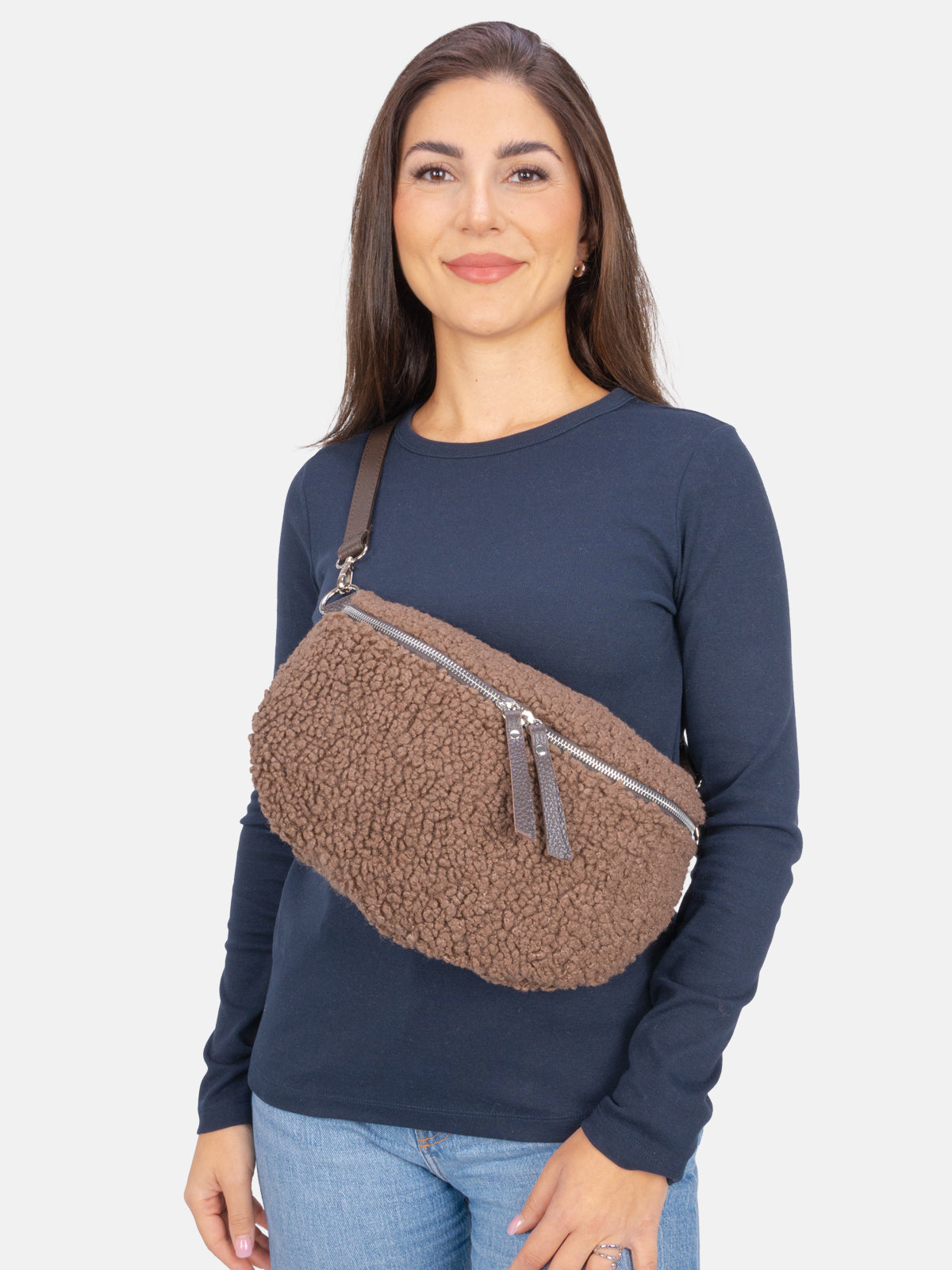 Stofftasche Crossbody Bag Size L - schoko - Fluffy