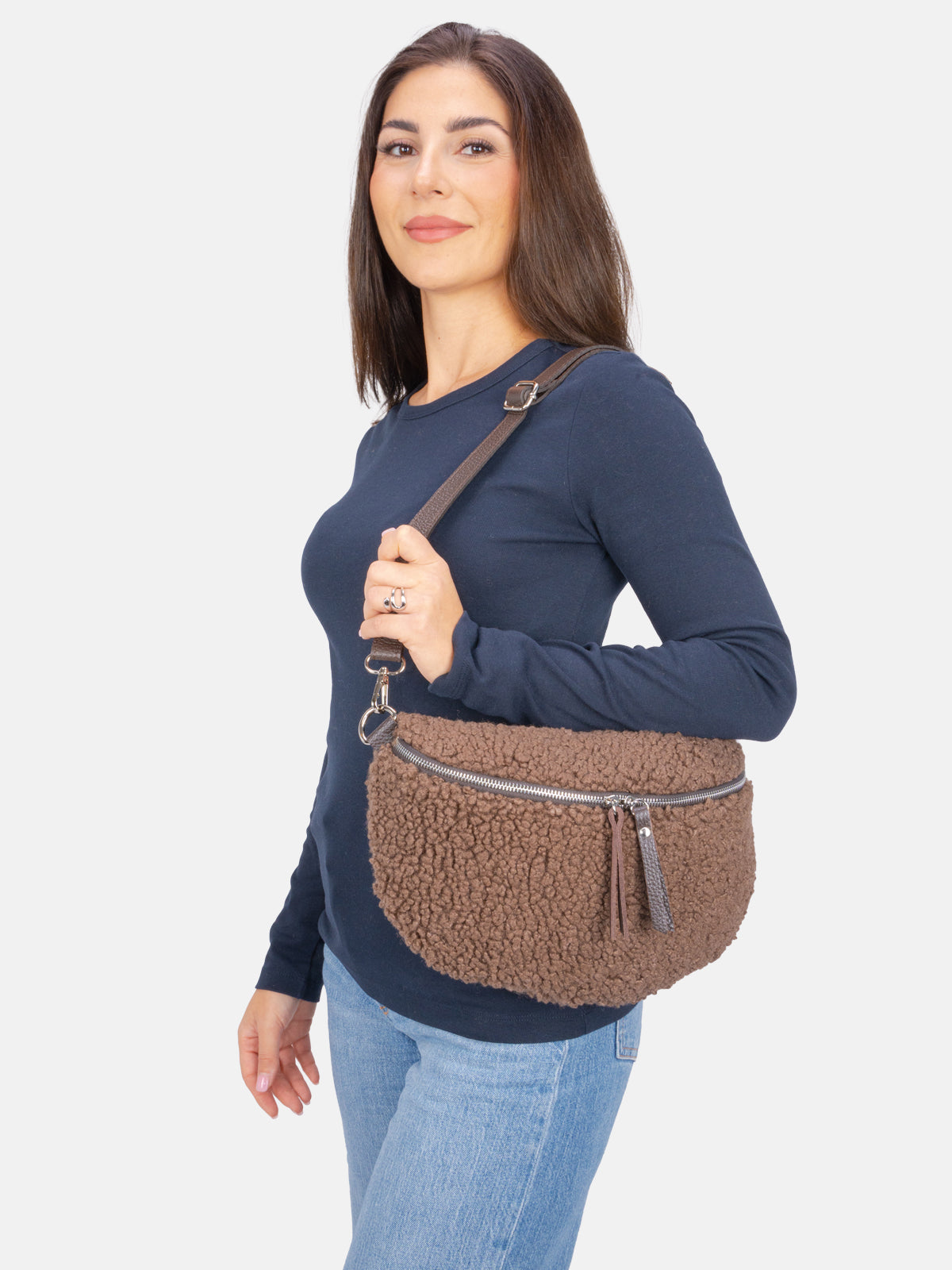 Stofftasche Crossbody Bag Size L - schoko - Fluffy