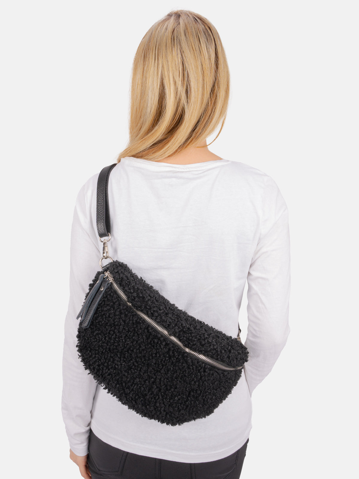 Stofftasche Crossbody Bag Size L - schwarz - Fluffy