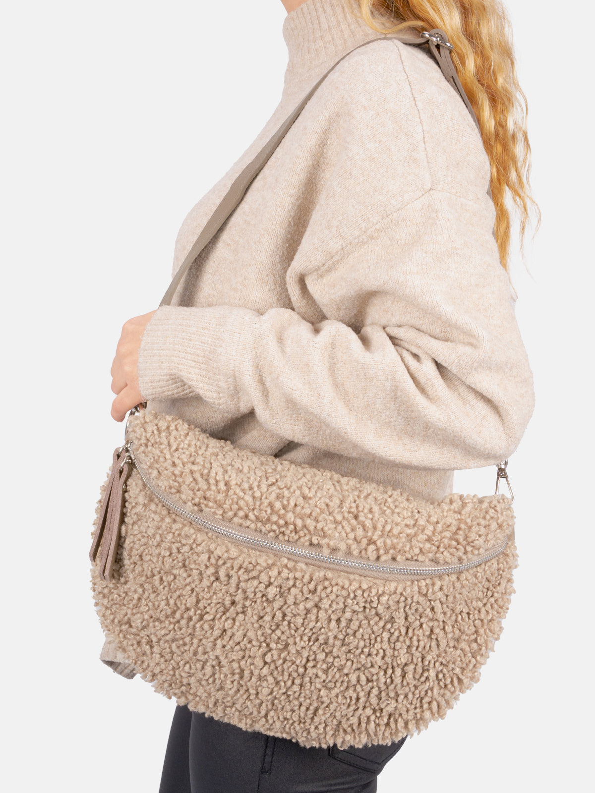 Stofftasche Crossbody Bag Size L - taupe - Fluffy
