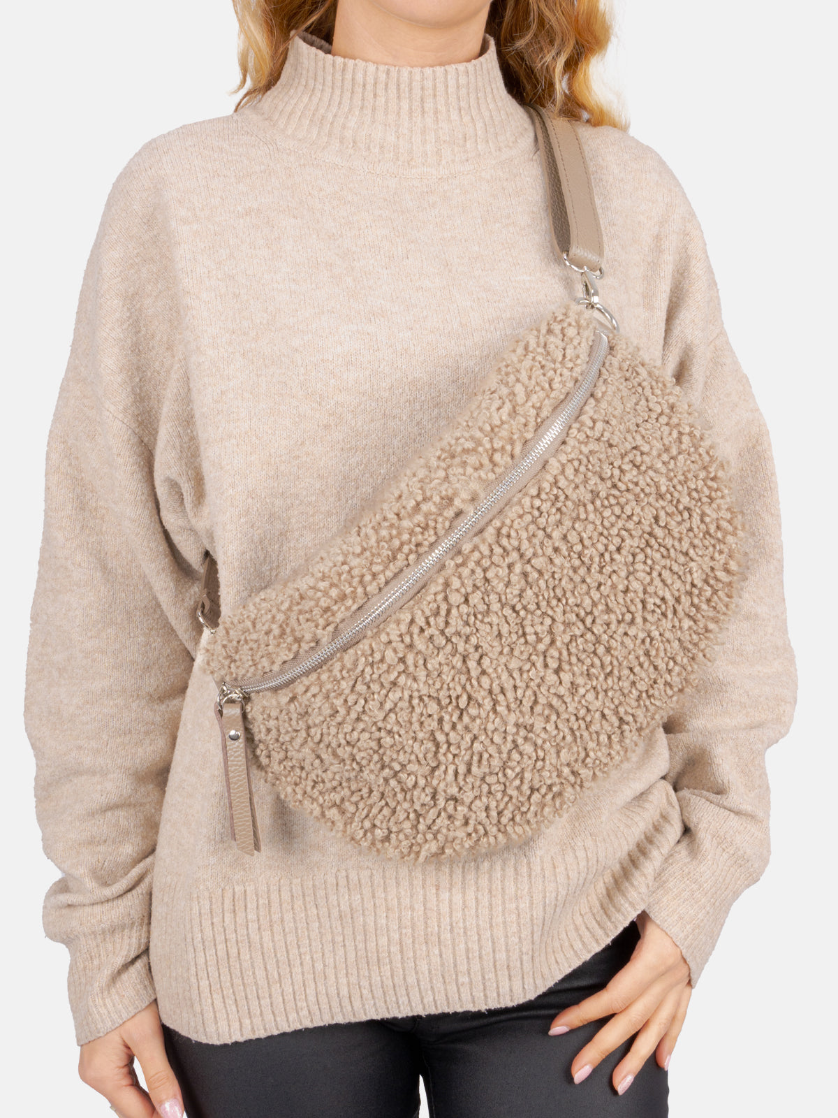 Stofftasche Crossbody Bag Size L - taupe - Fluffy