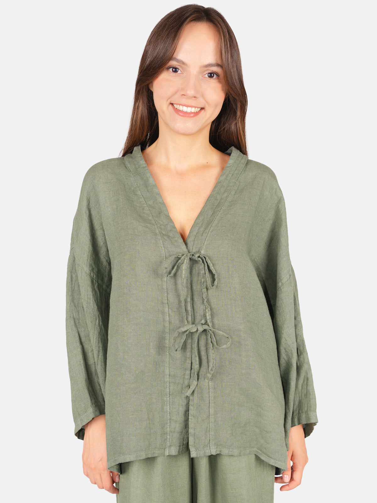 Leinenbluse mit Bindebändern - Gianna