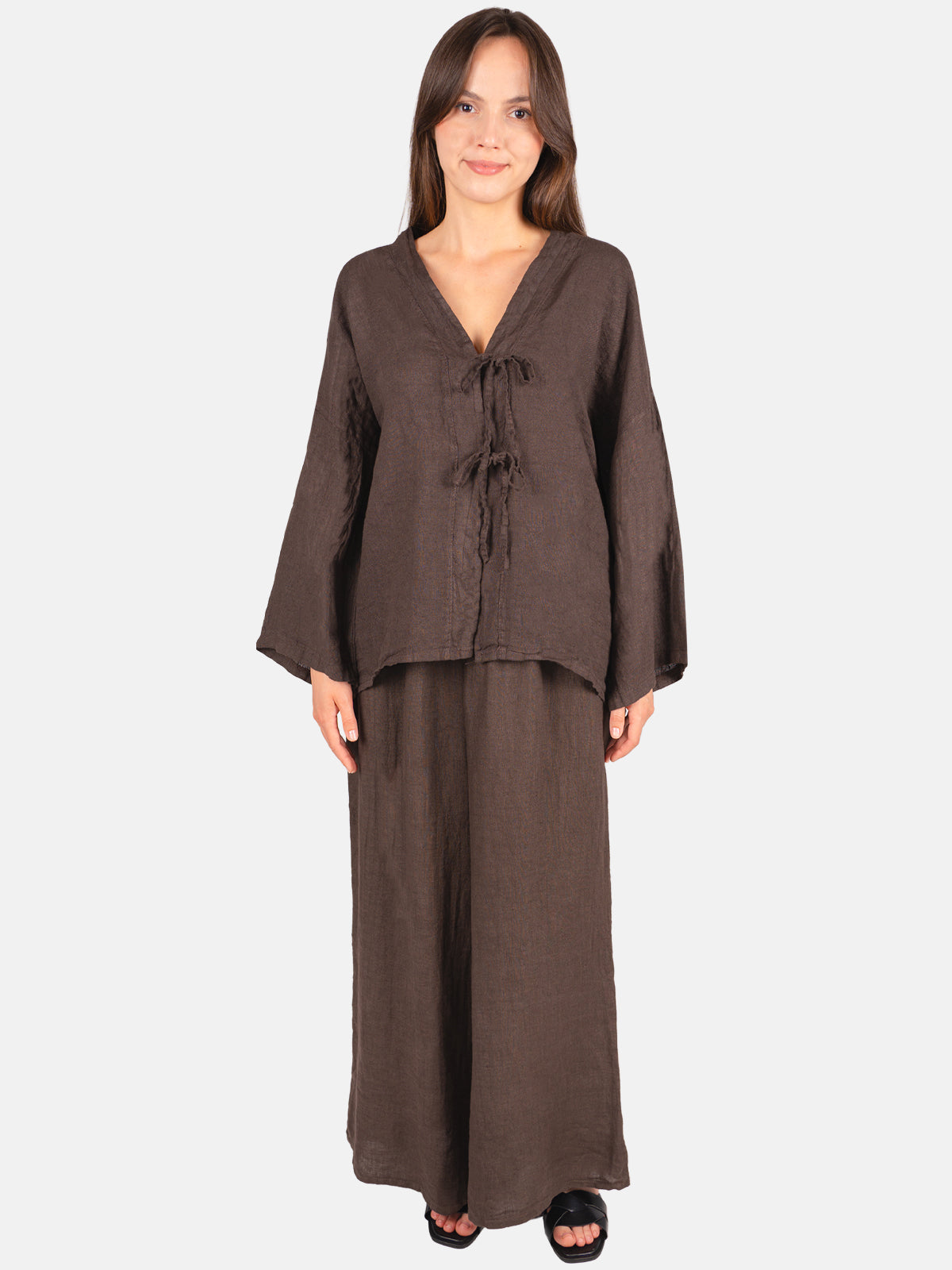 Leinenbluse mit Bindebändern - Gianna