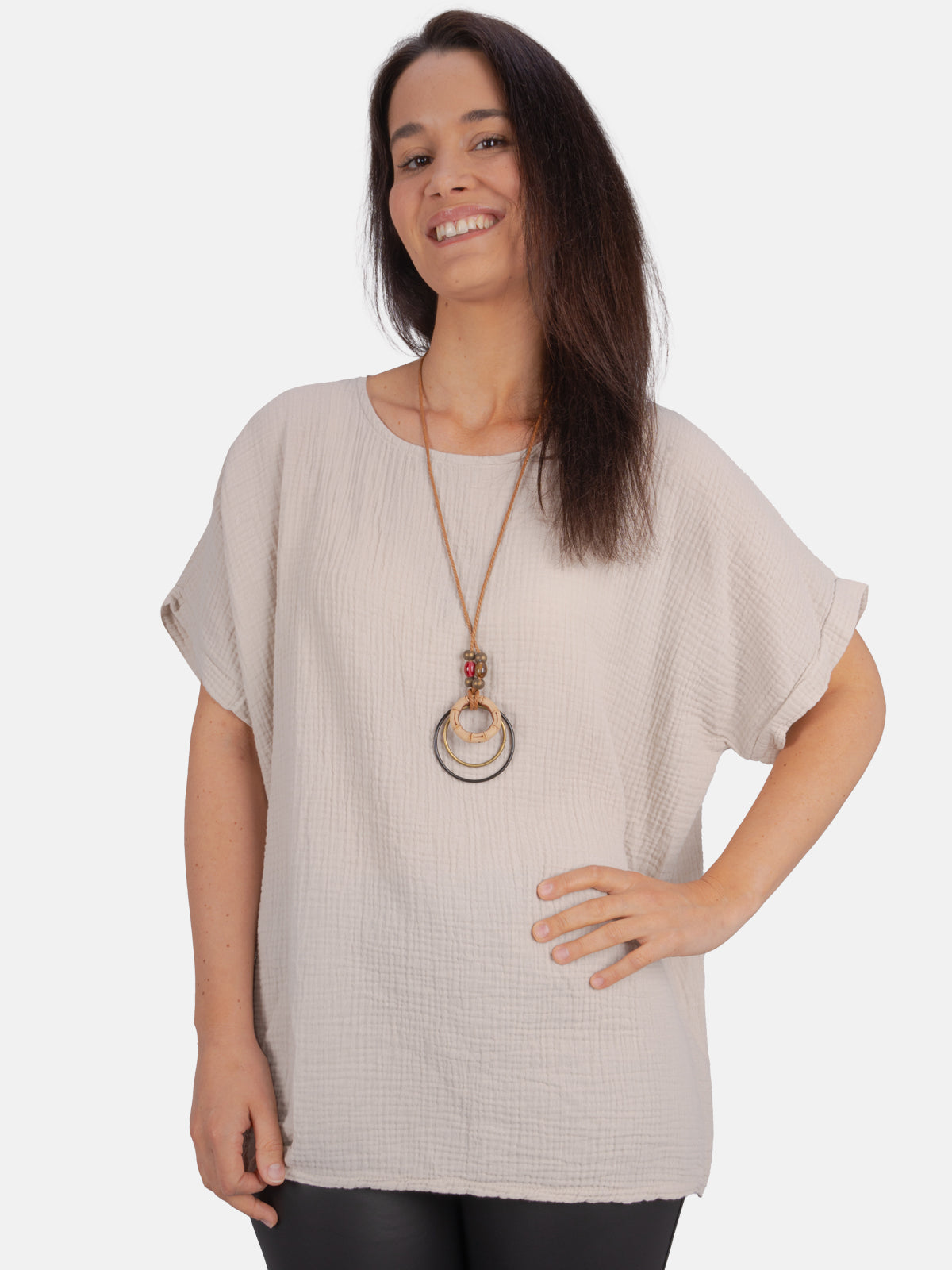 Musselin Bluse Halbarm Oversized - Giorgia