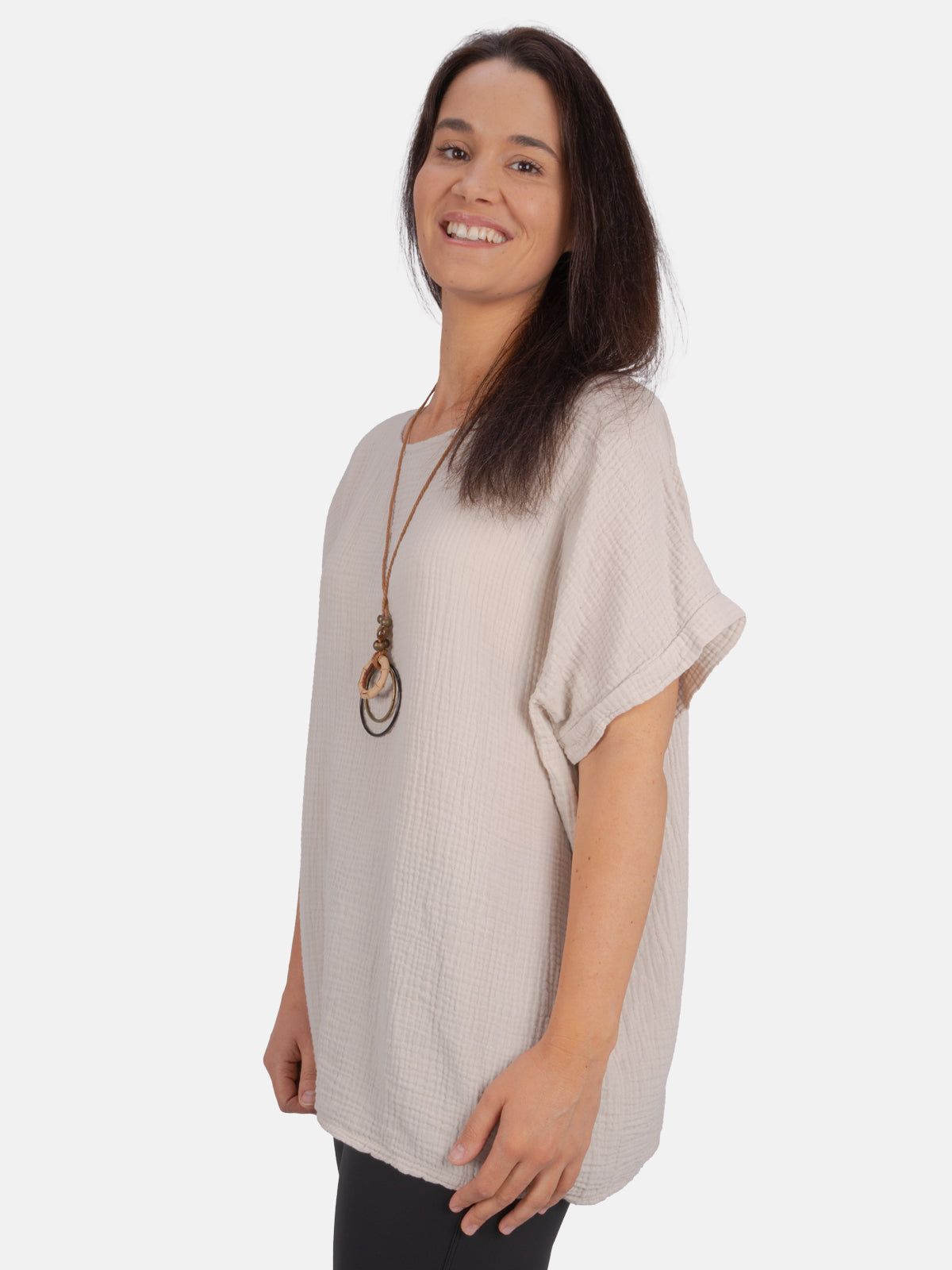Musselin Bluse Halbarm Oversized - Giorgia