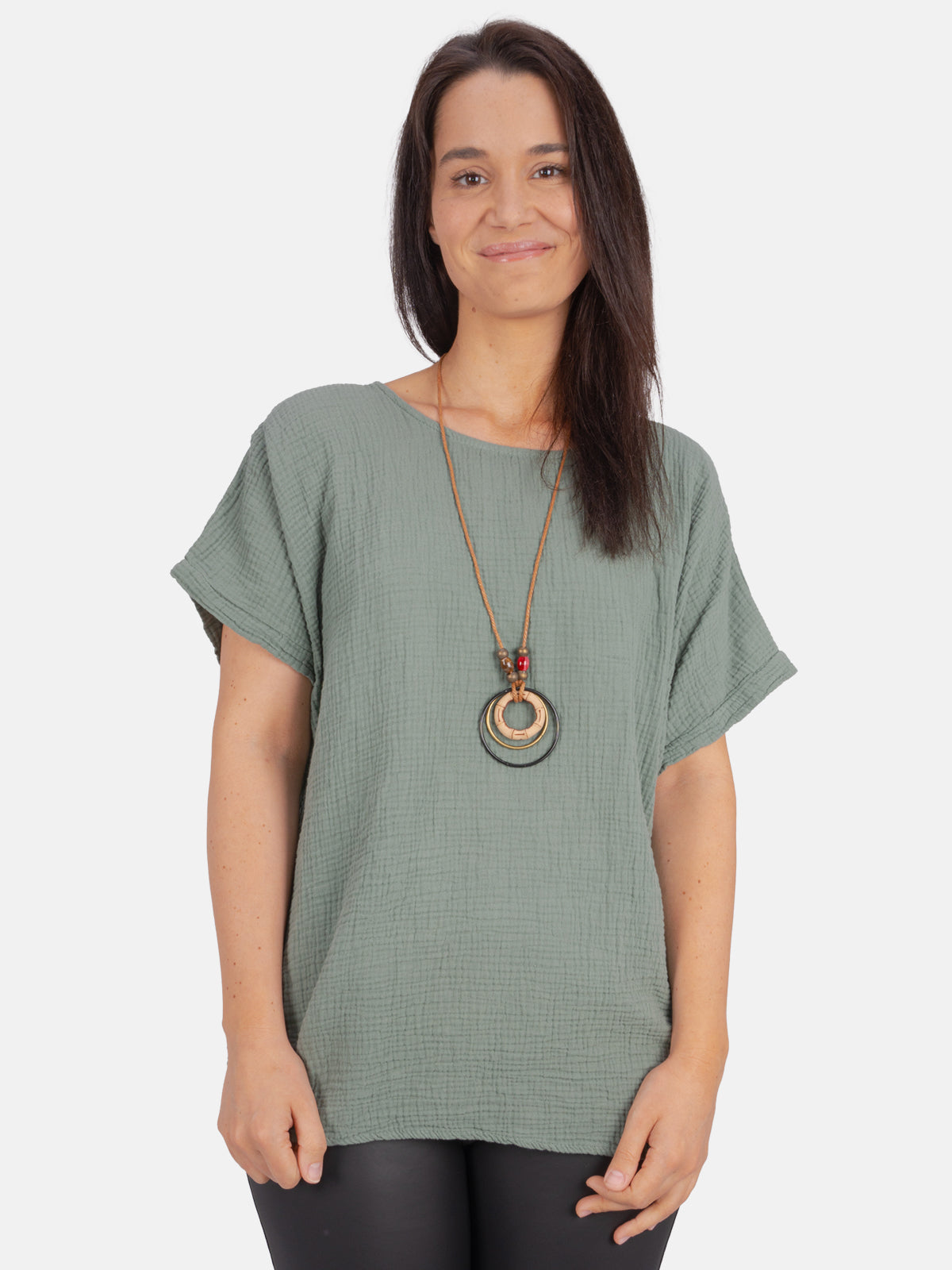 Musselin Bluse Halbarm Oversized - Giorgia