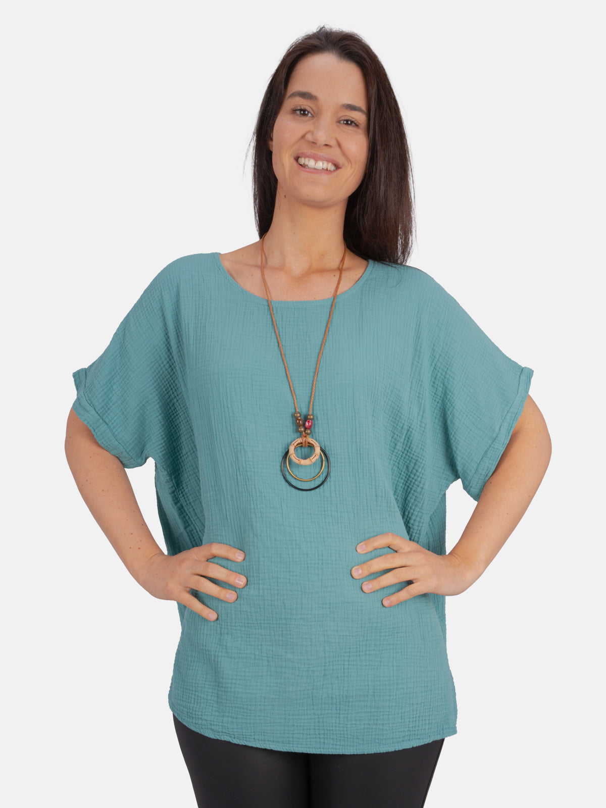 Musselin Bluse Halbarm Oversized - Giorgia