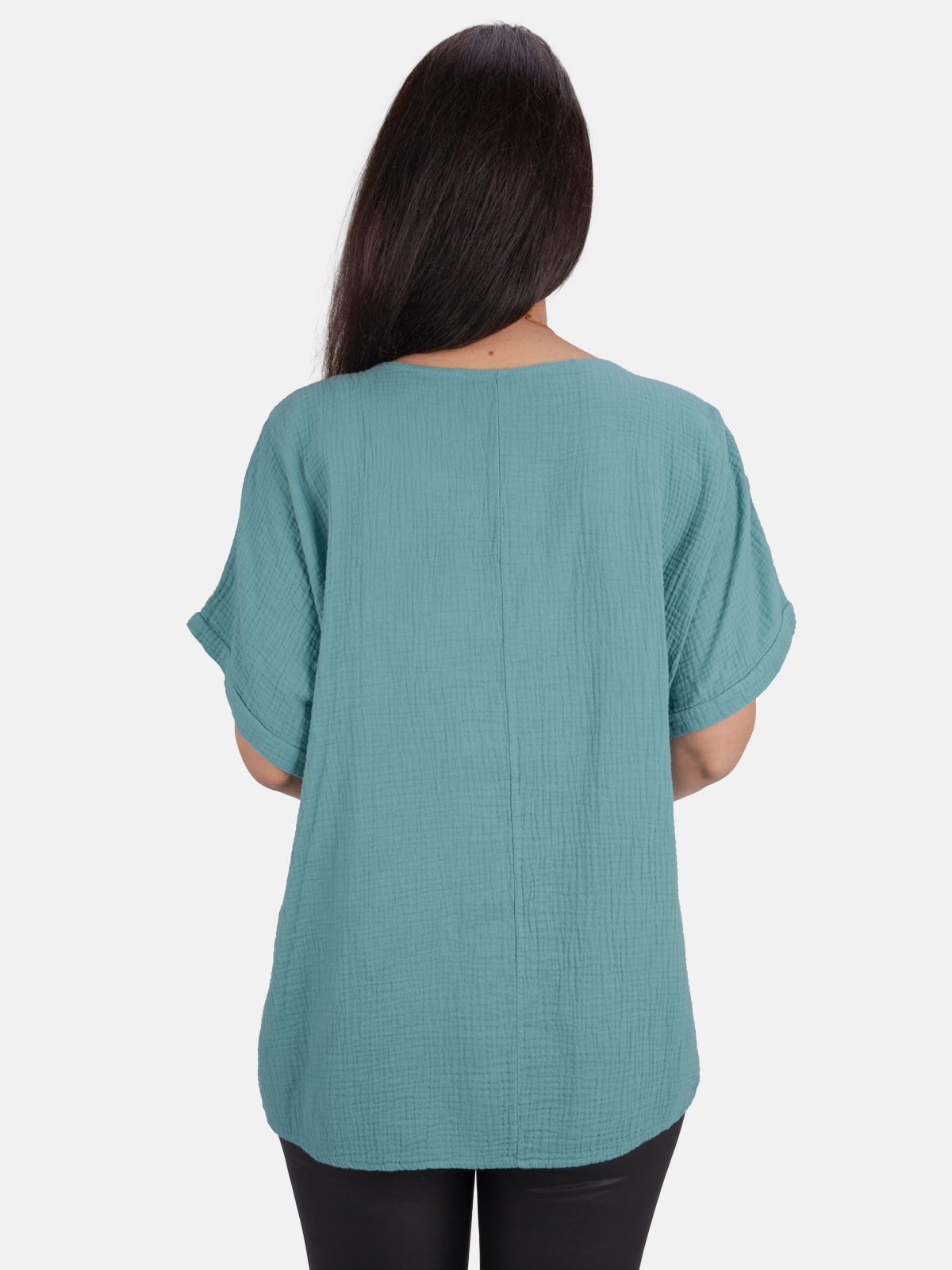 Musselin Bluse Halbarm Oversized - Giorgia