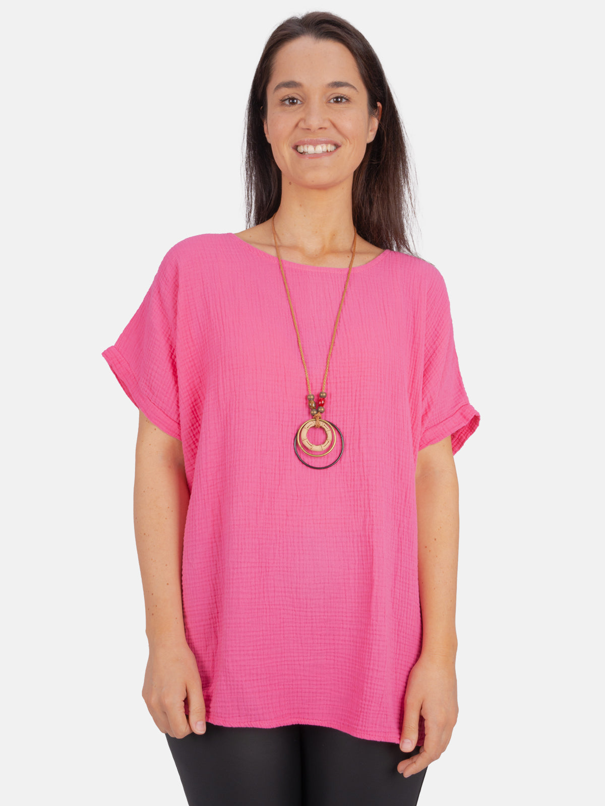 Musselin Bluse Halbarm Oversized - Giorgia