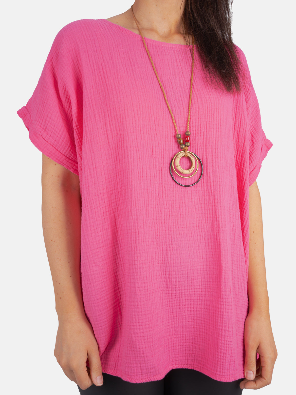 Musselin Bluse Halbarm Oversized - Giorgia