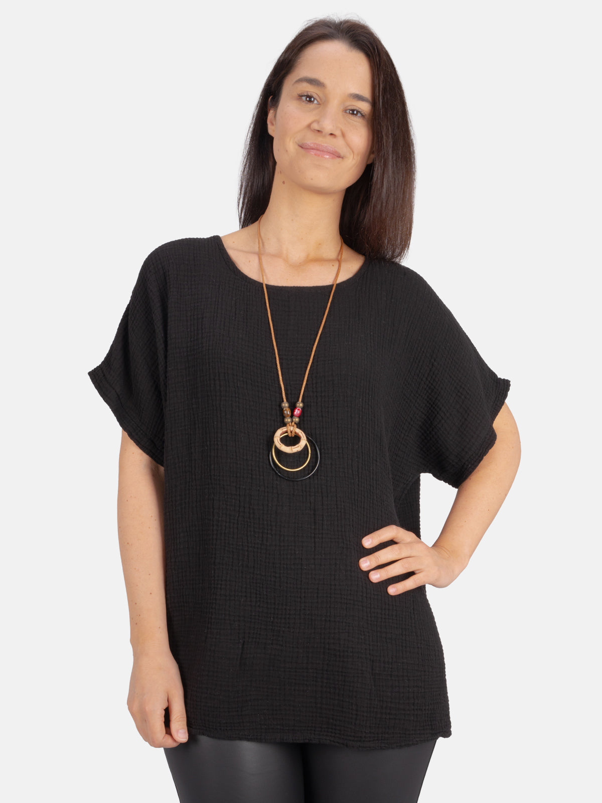 Musselin Bluse Halbarm Oversized - Giorgia