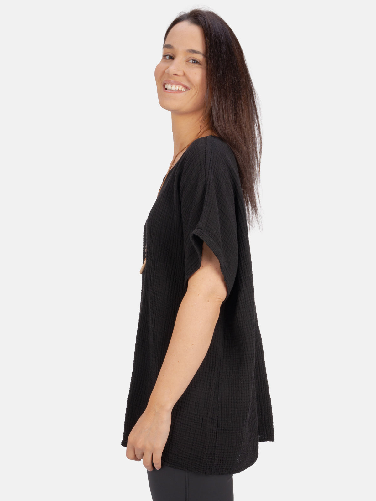 Musselin Bluse Halbarm Oversized - Giorgia