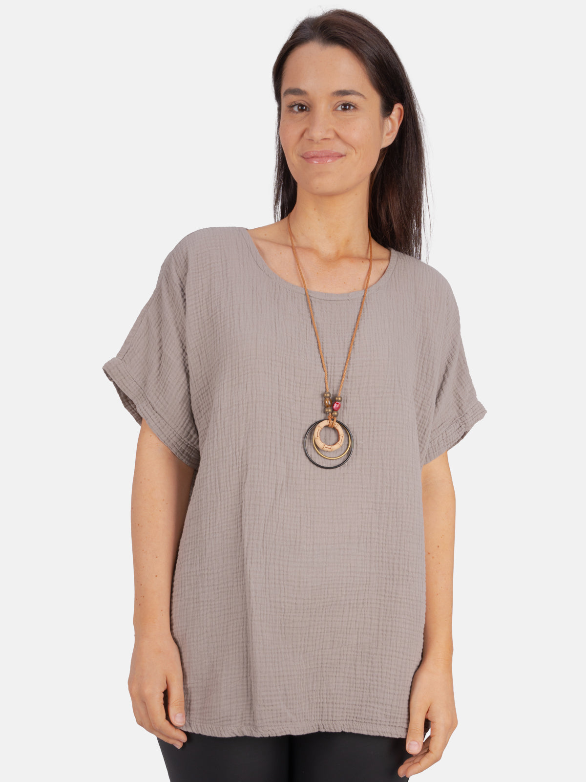 Musselin Bluse Halbarm Oversized - Giorgia