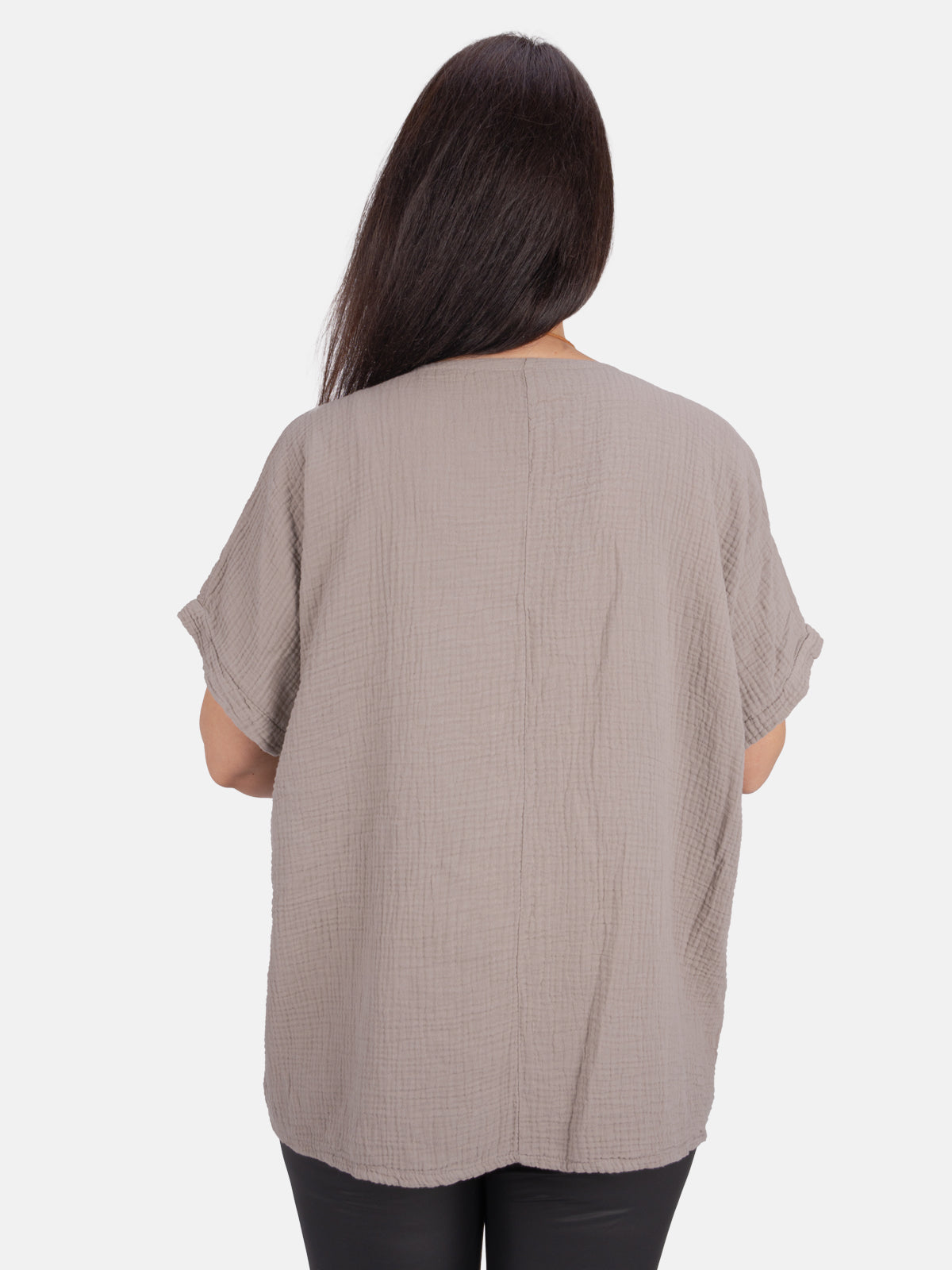 Musselin Bluse Halbarm Oversized - Giorgia