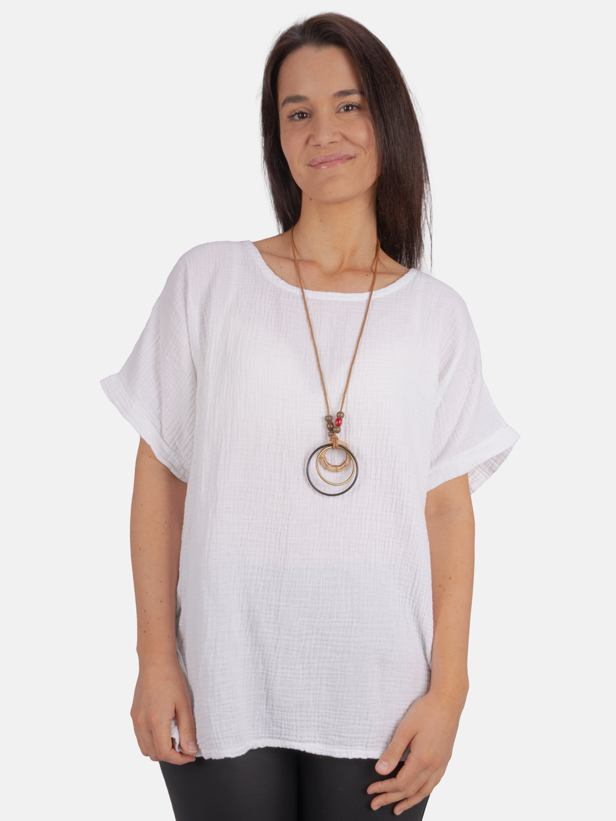 Musselin Bluse Halbarm Oversized - Giorgia