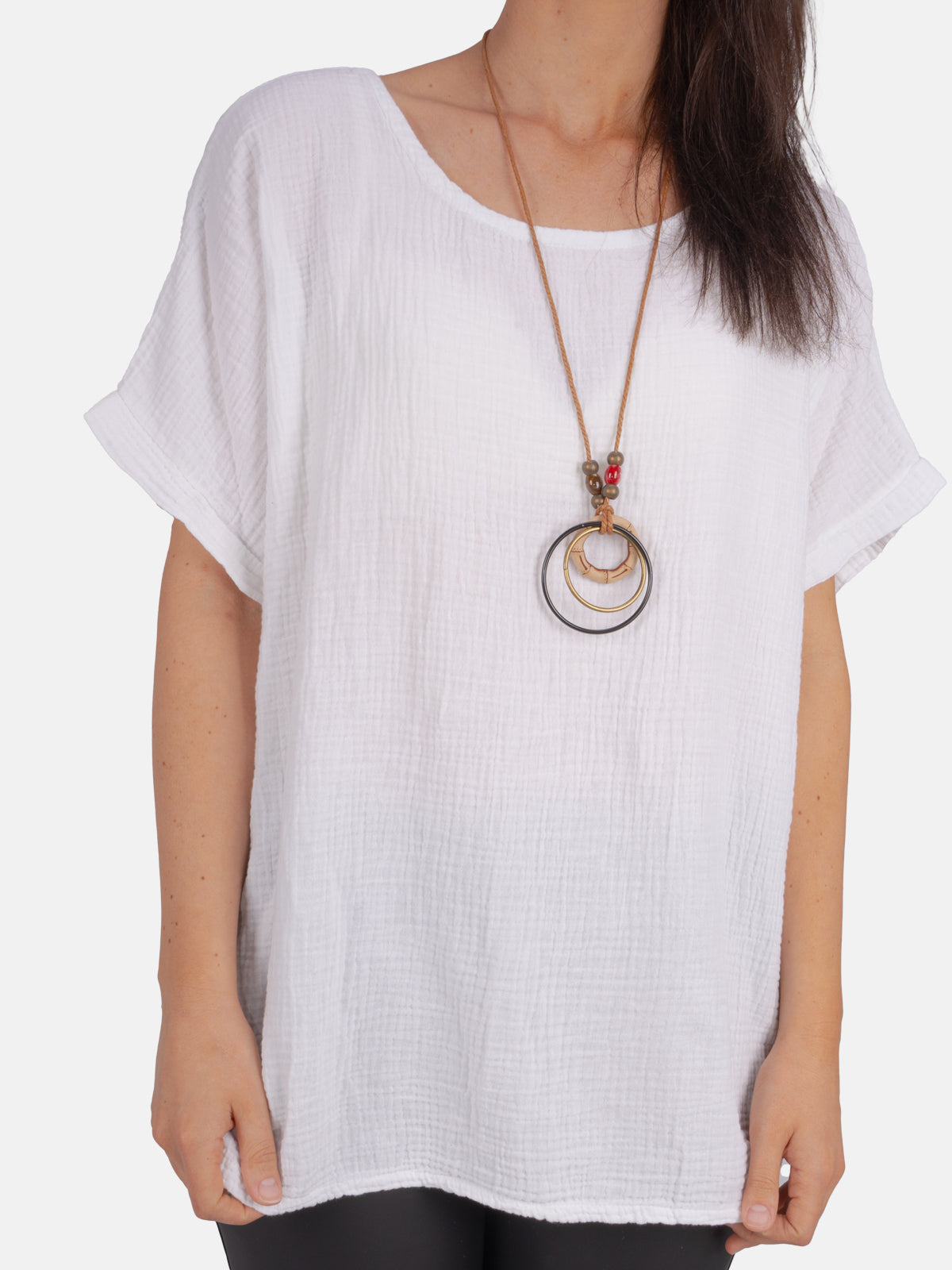 Musselin Bluse Halbarm Oversized - Giorgia