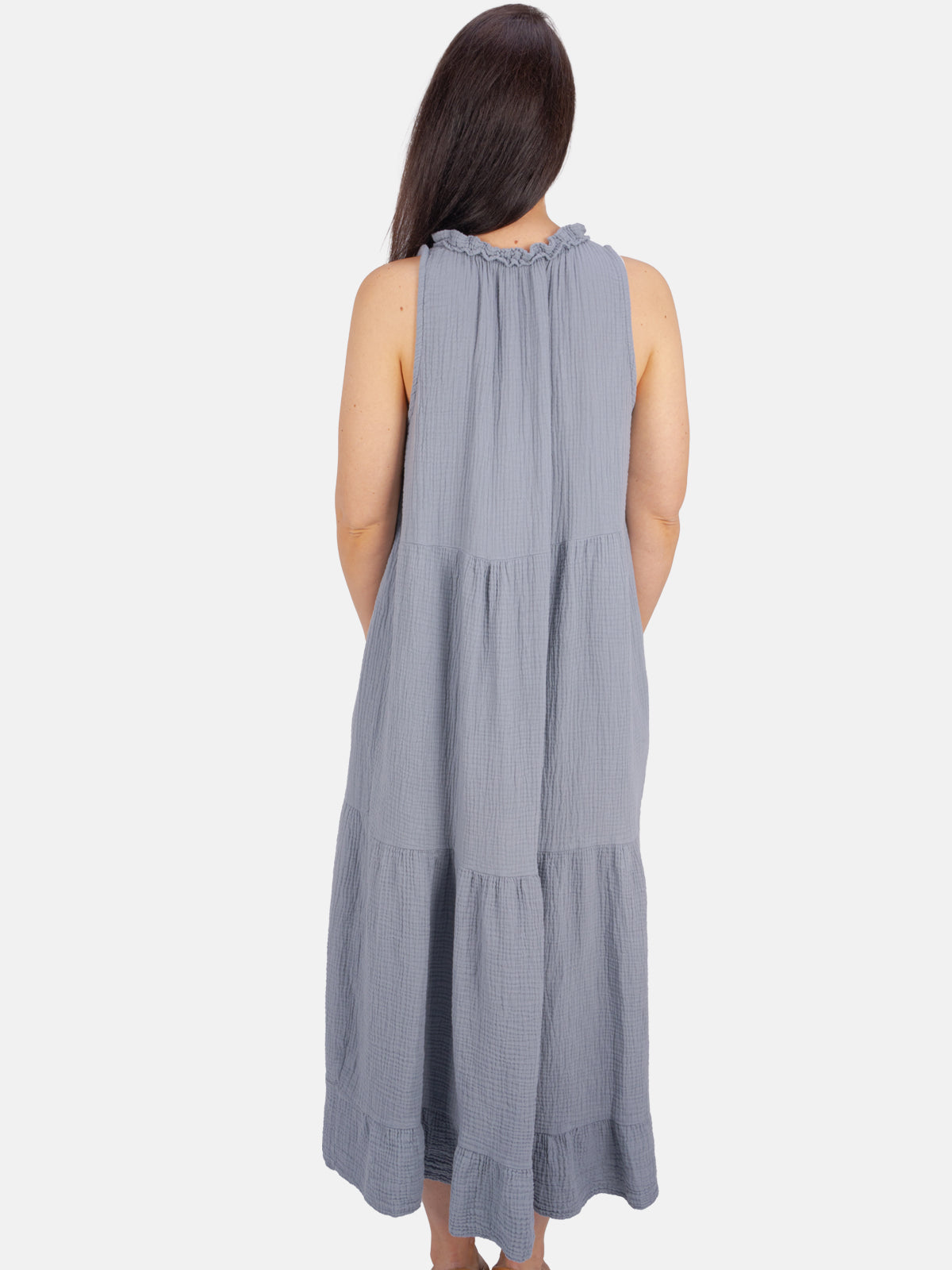 Musselin Maxikleid mit Tasseln - Viola