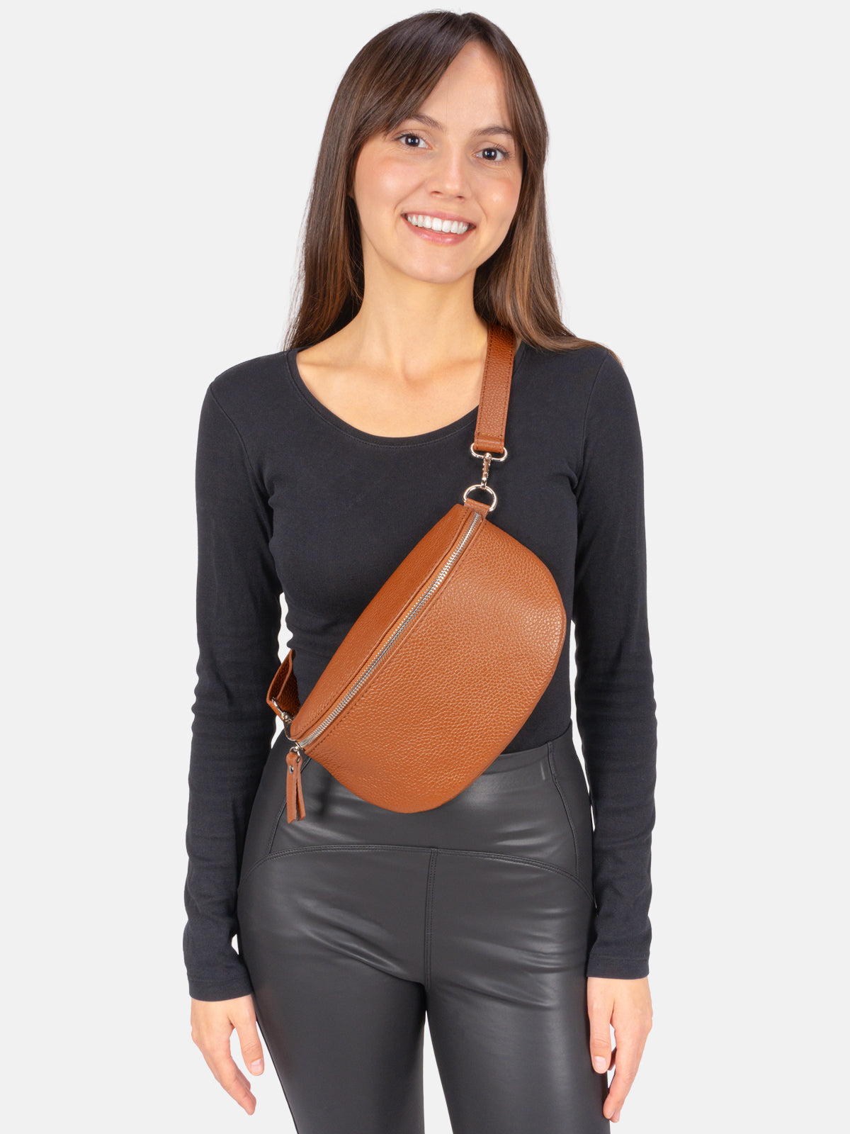 Crossbody Umhängetasche Gr. M aus 100% Leder - Anna