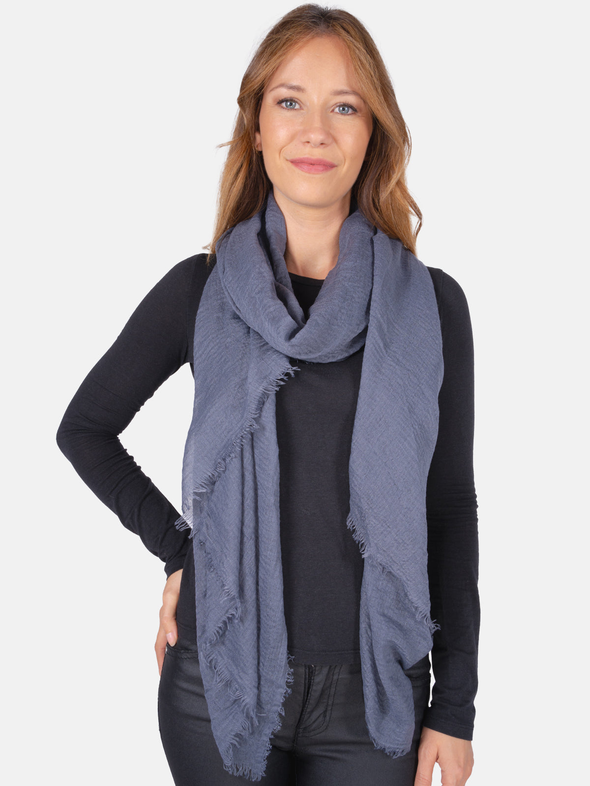 Schal gewellt, dünn & leicht - anthrazit - Isabella