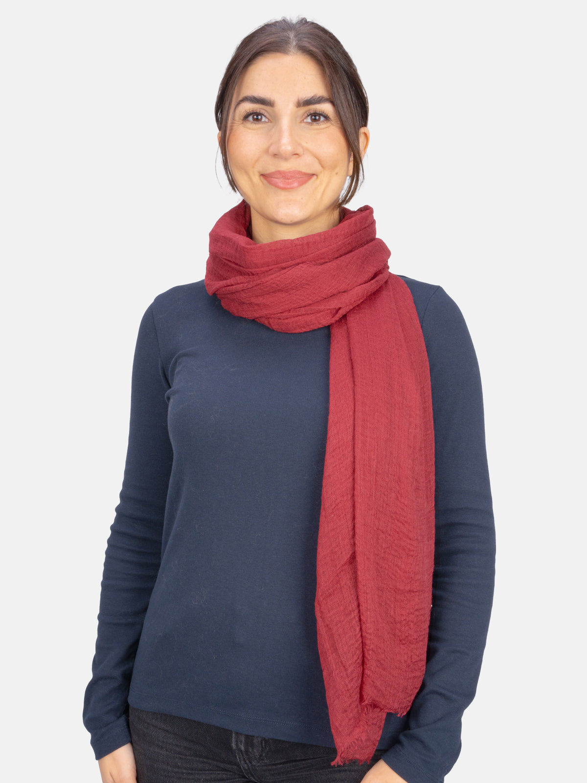 Schal gewellt, dünn & leicht - bordeaux - Isabella