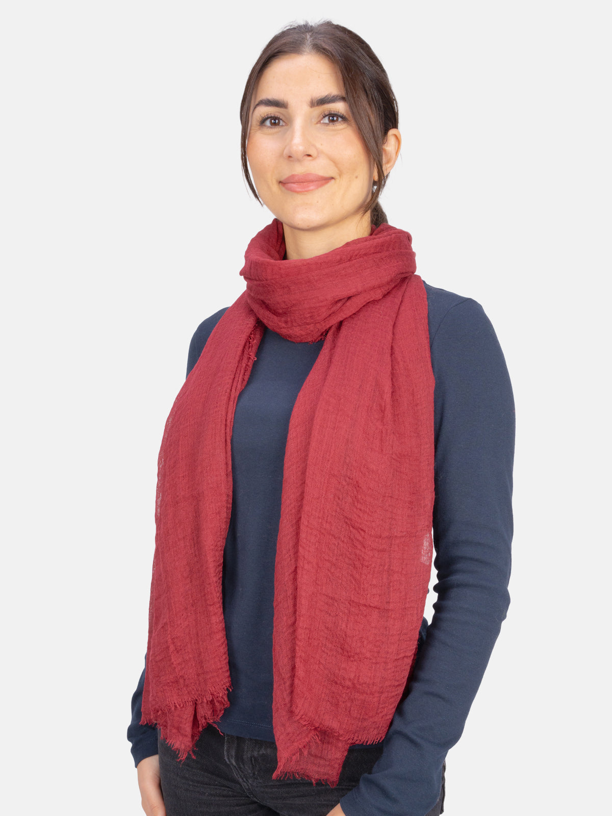 Schal gewellt, dünn & leicht - bordeaux - Isabella