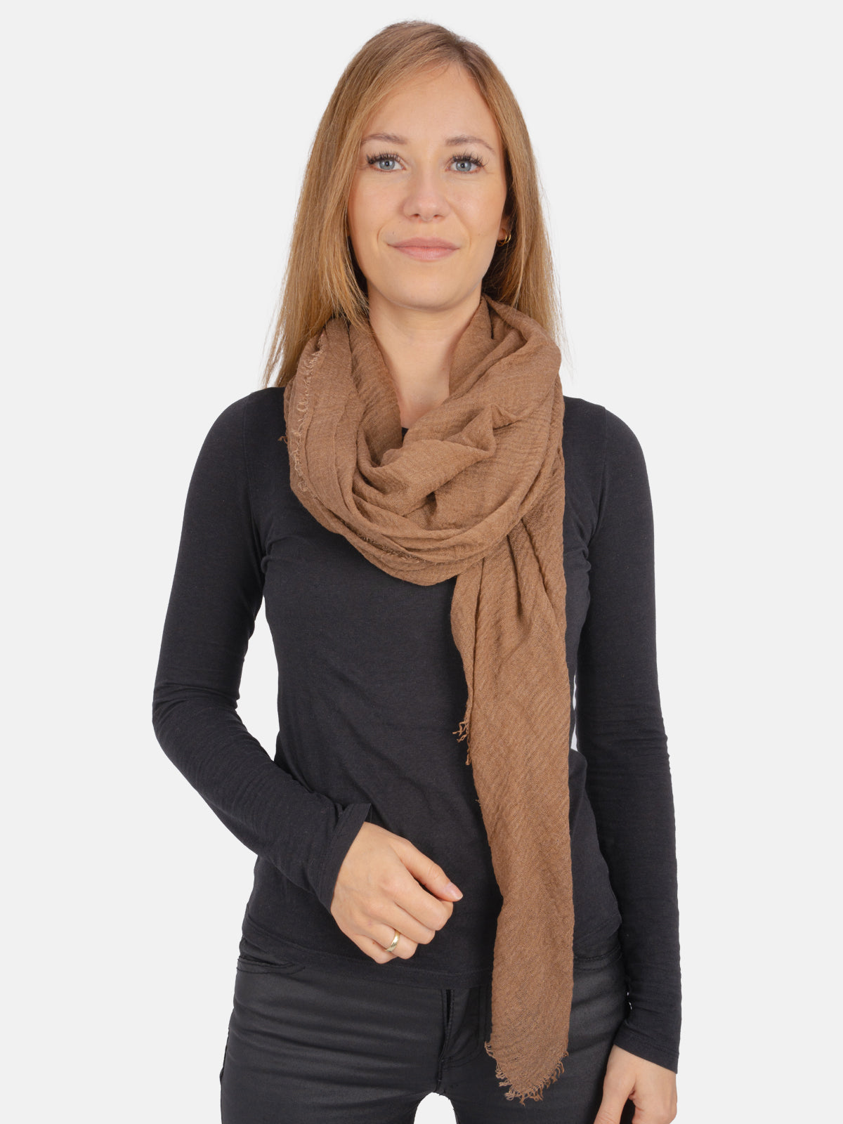 Schal gewellt, dünn & leicht - braun - Isabella