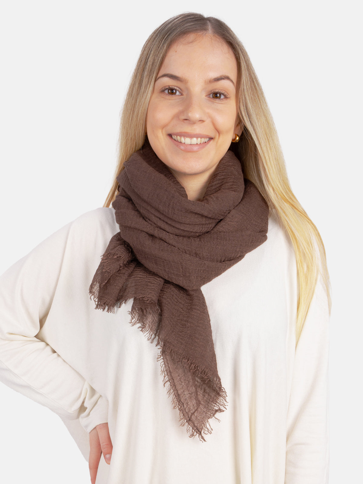 Schal gewellt, dünn & leicht - dark brown - Isabella