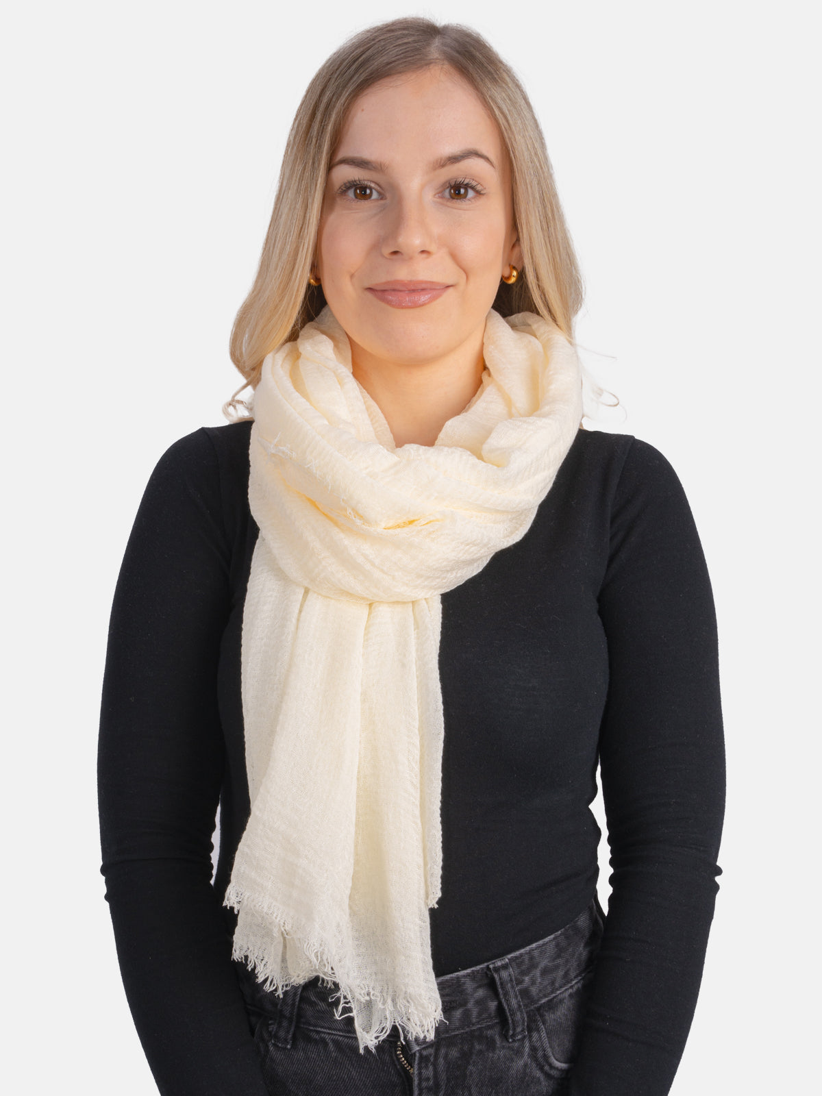 Schal gewellt, dünn & leicht - creme - Isabella