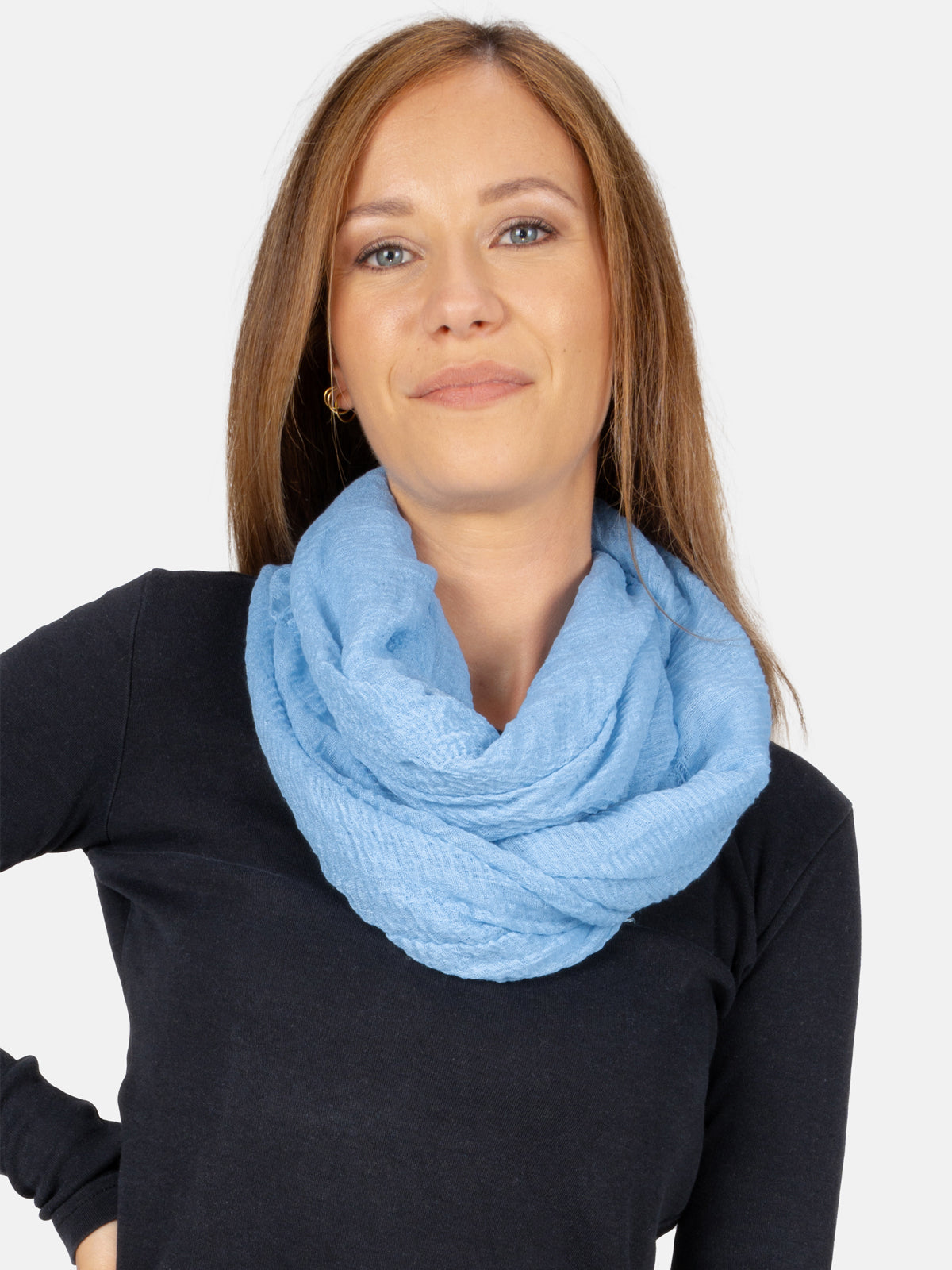 Schal gewellt, dünn & leicht - hellblau - Isabella