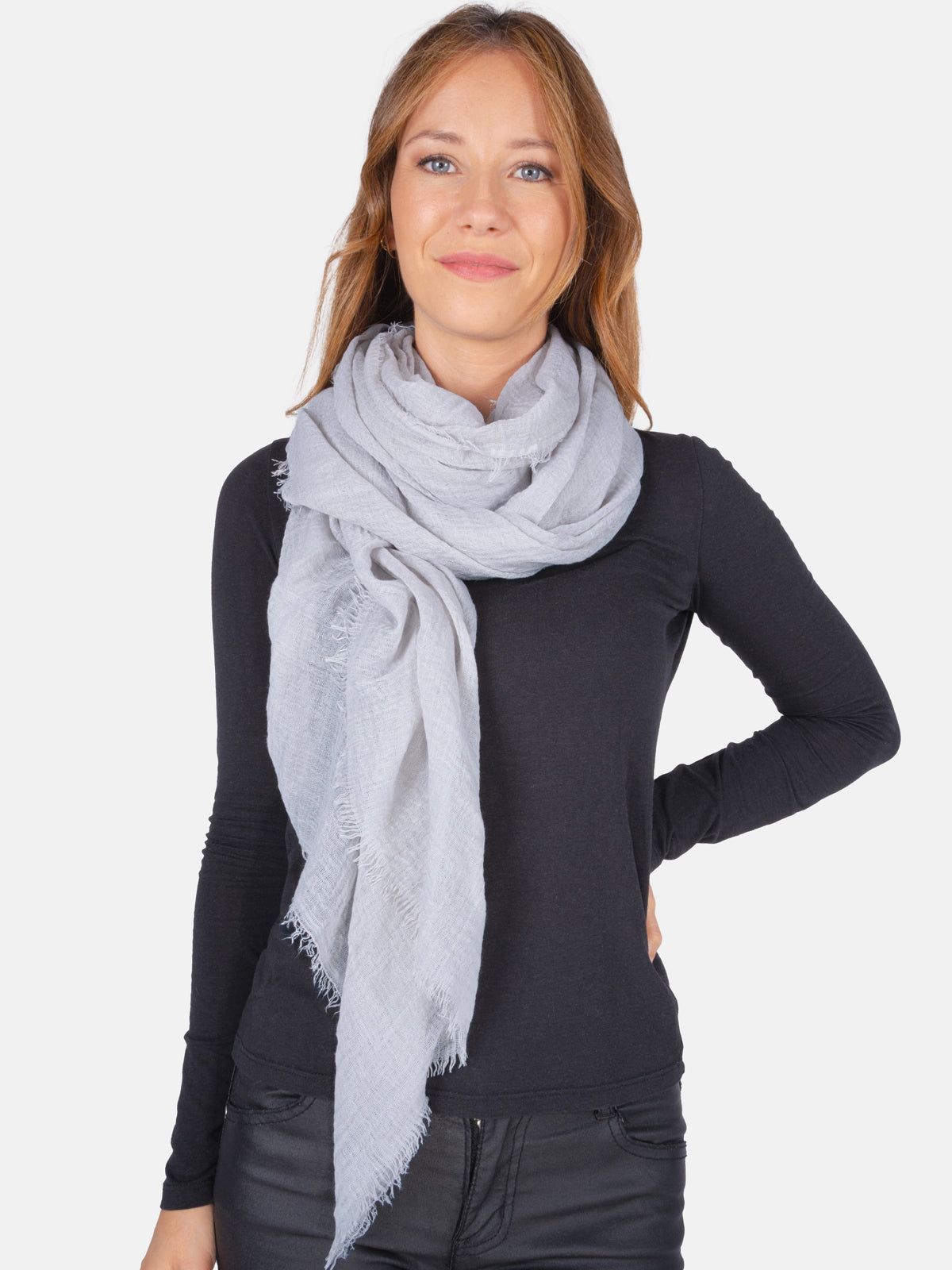 Schal gewellt, dünn & leicht - hellgrau - Isabella