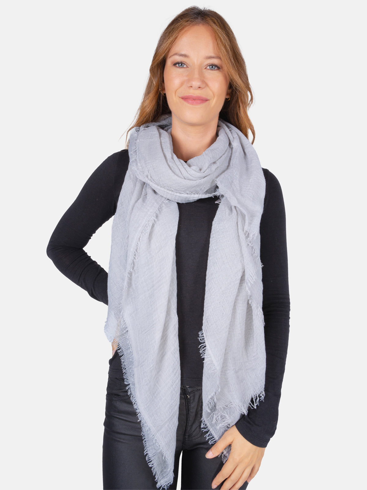 Schal gewellt, dünn & leicht - hellgrau - Isabella