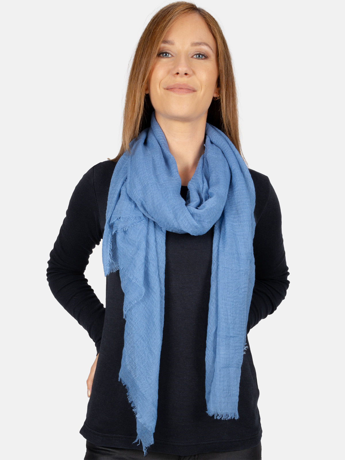 Schal gewellt, dünn & leicht - jeansblau - Isabella