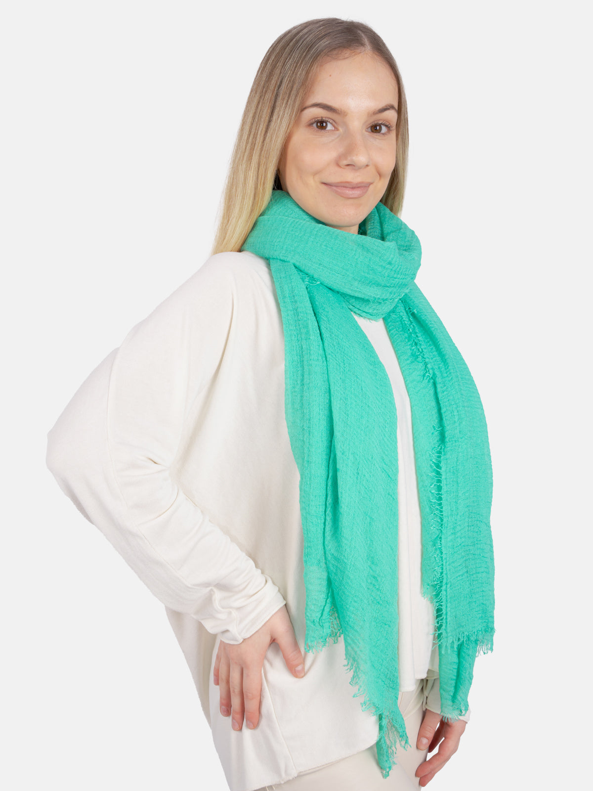 Schal gewellt, dünn & leicht - seegrün - Isabella