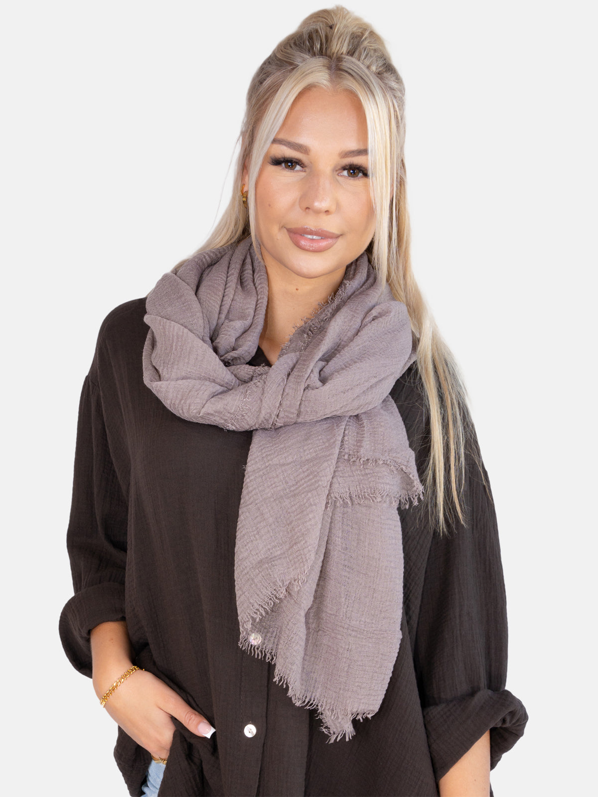 Schal gewellt, dünn & leicht - taupe - Isabella