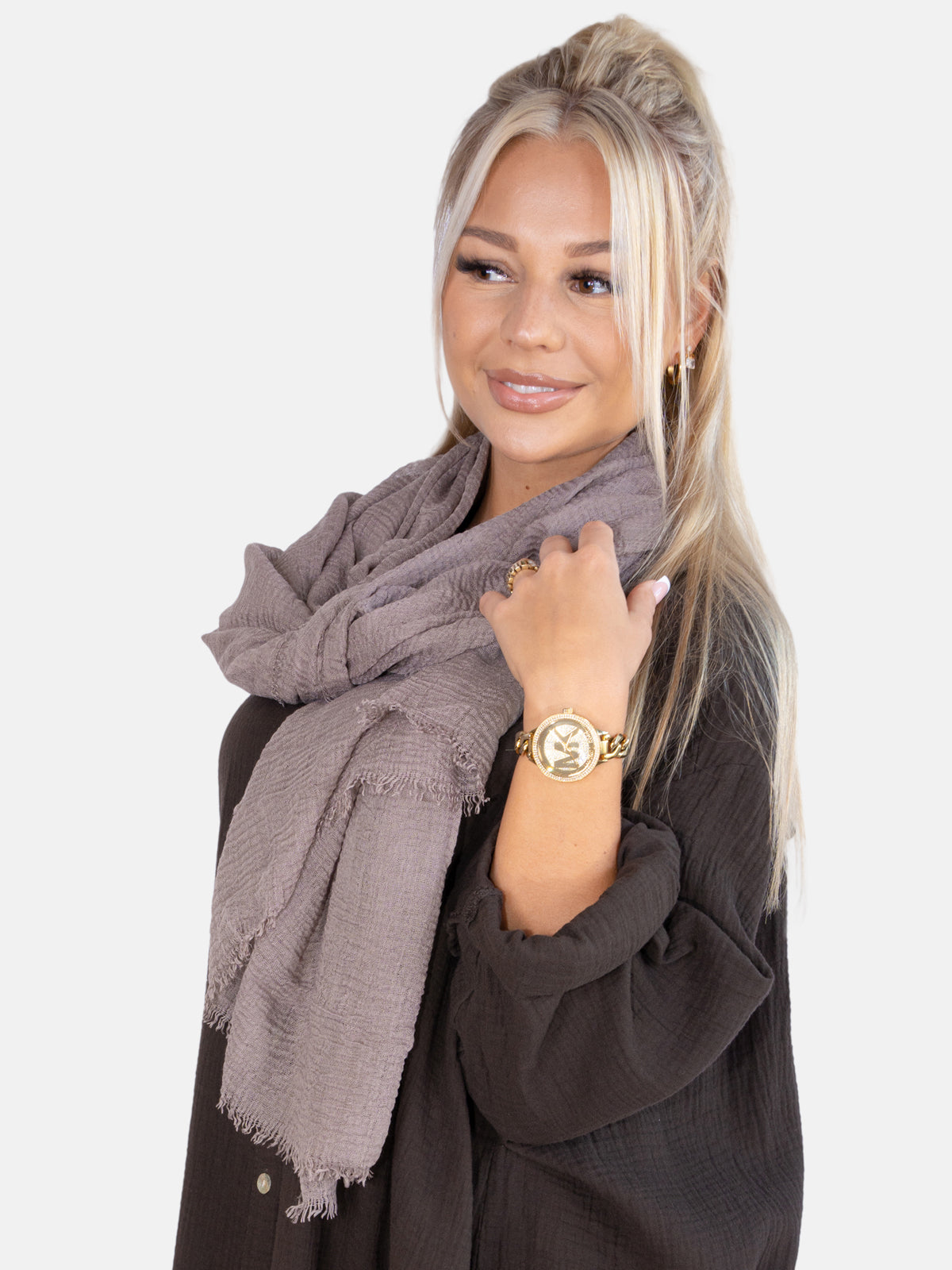 Schal gewellt, dünn & leicht - taupe - Isabella