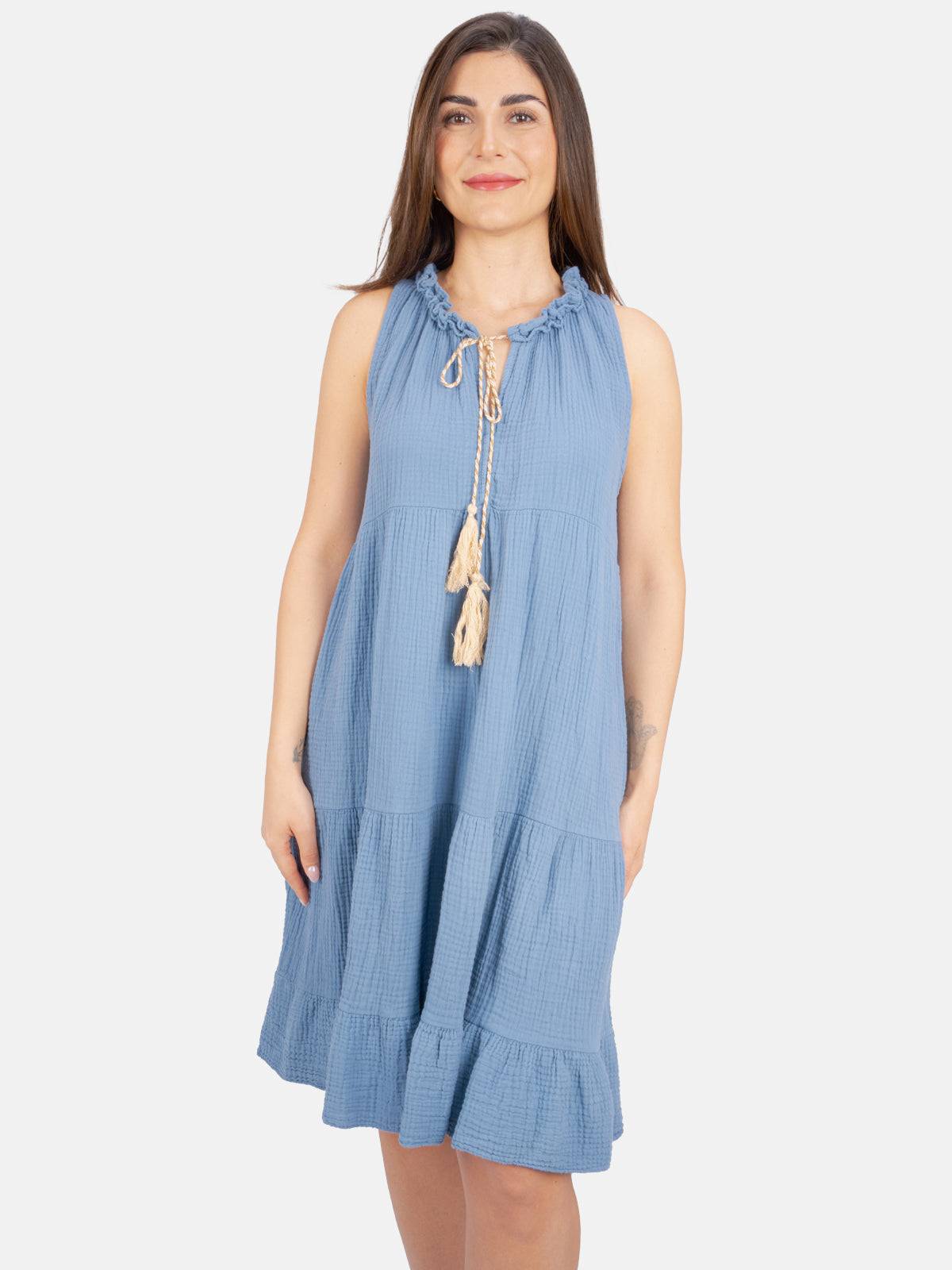 Musselin Kleid mit Tasseln - Buki