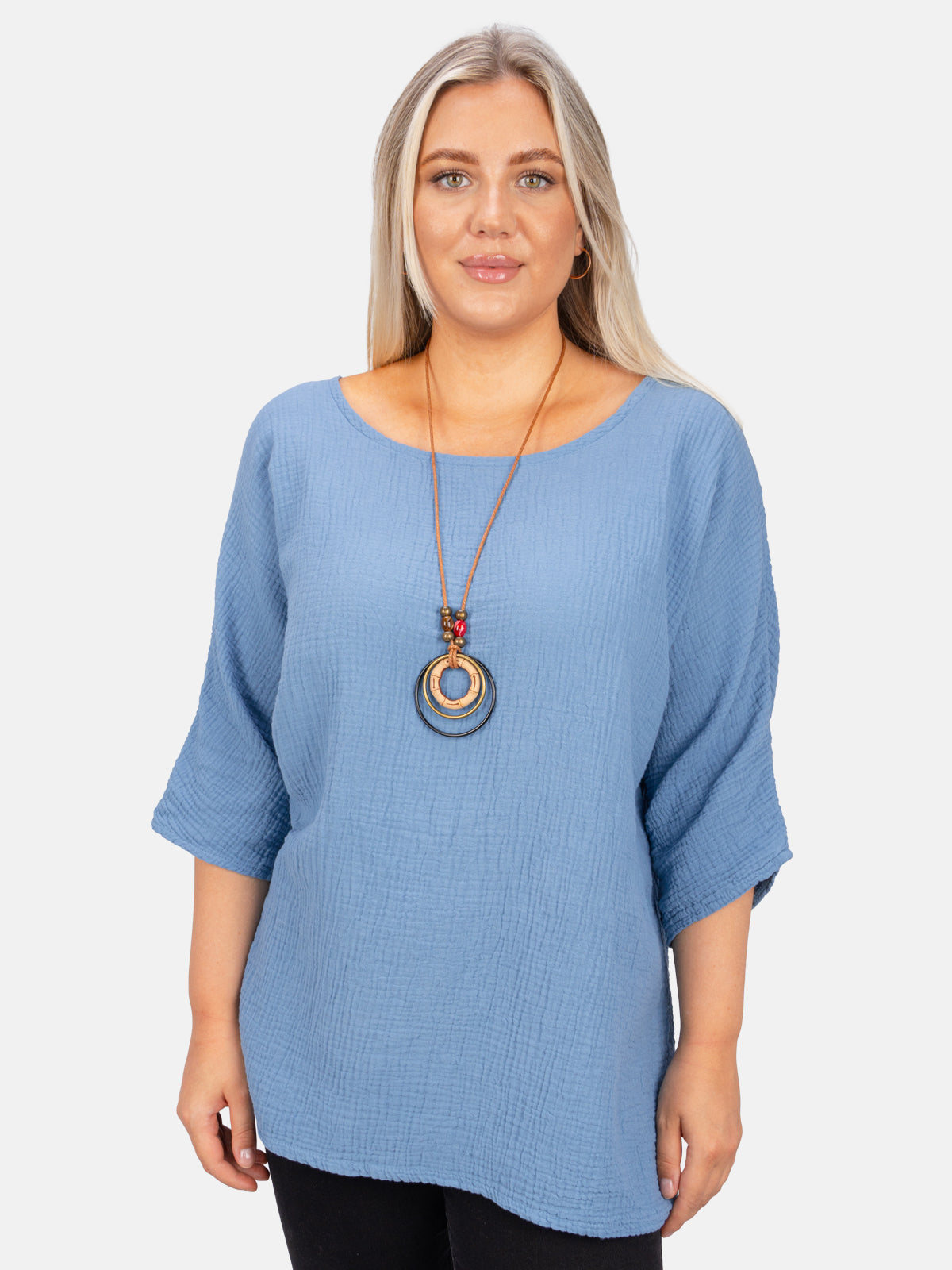 Musselin Bluse Halbarm Oversized - Vanessa