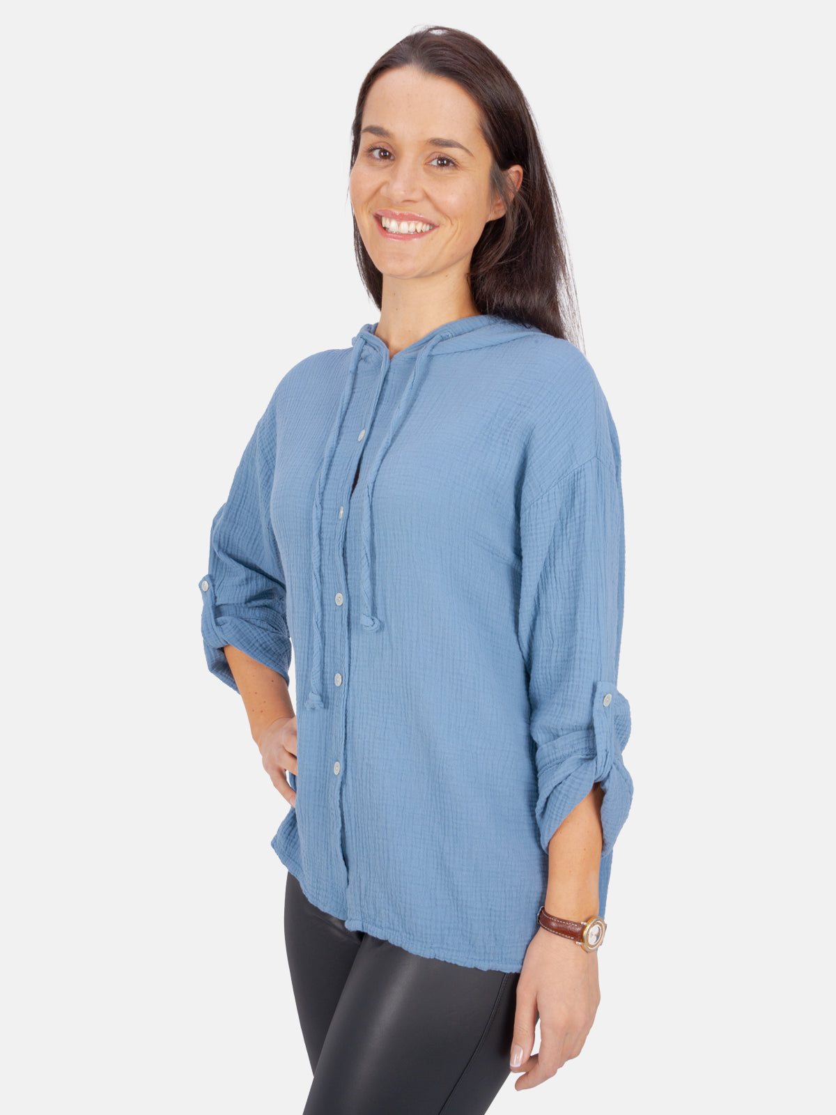 Musselin Bluse mit Kapuze - Camila