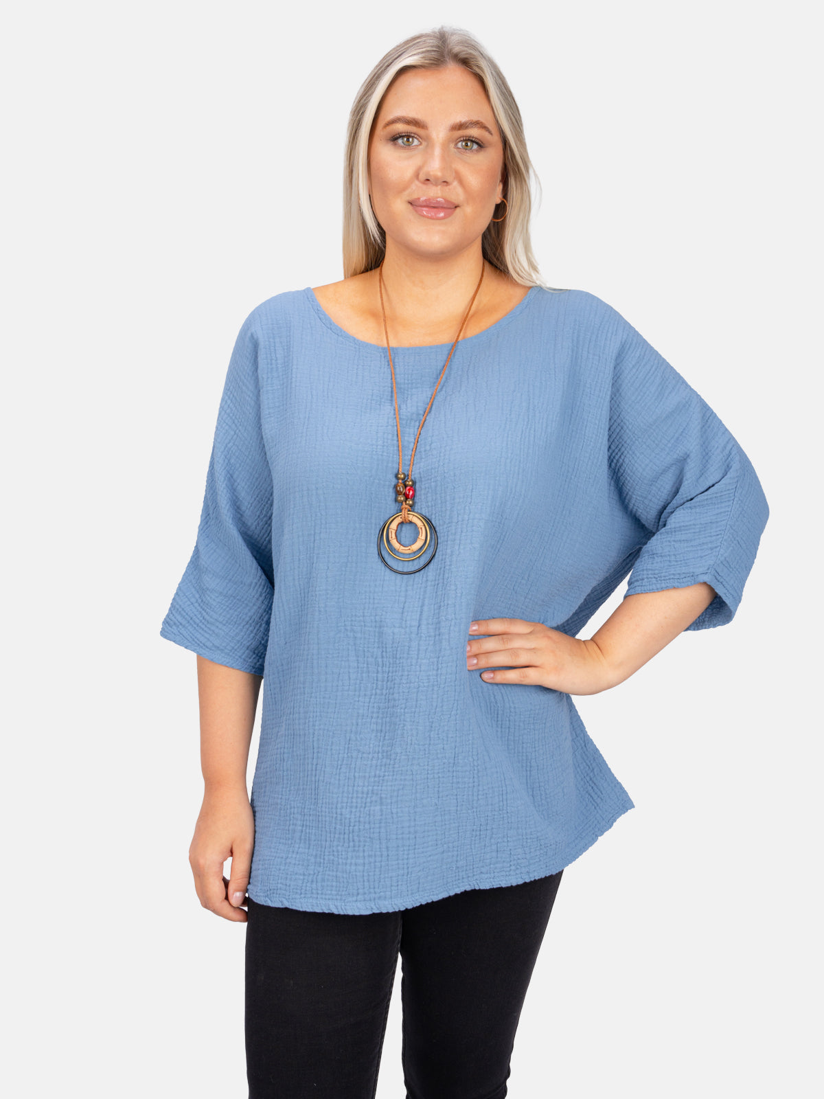 Musselin Bluse Halbarm Oversized - Vanessa