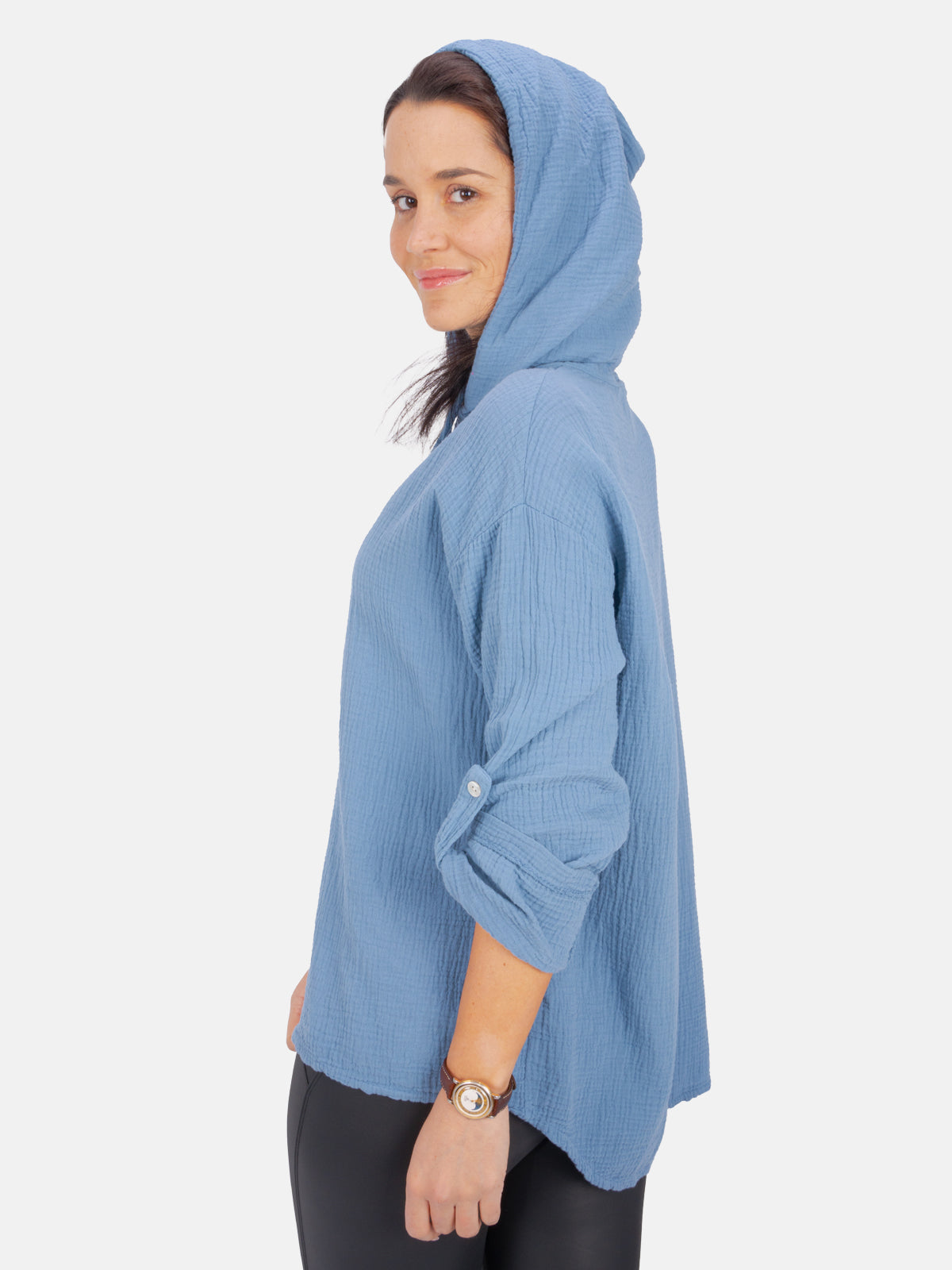 Musselin Bluse mit Kapuze - Camila