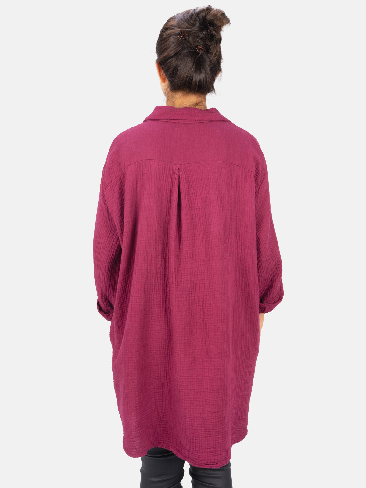 Musselinbluse mit Knopfverschluss - bordeaux - Jessy