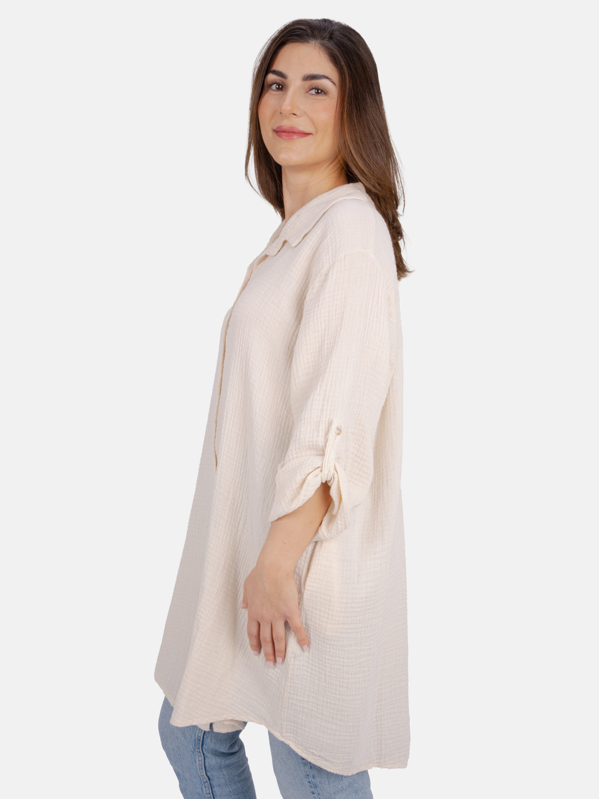 Musselinbluse mit Knopfverschluss - creme - Jessy