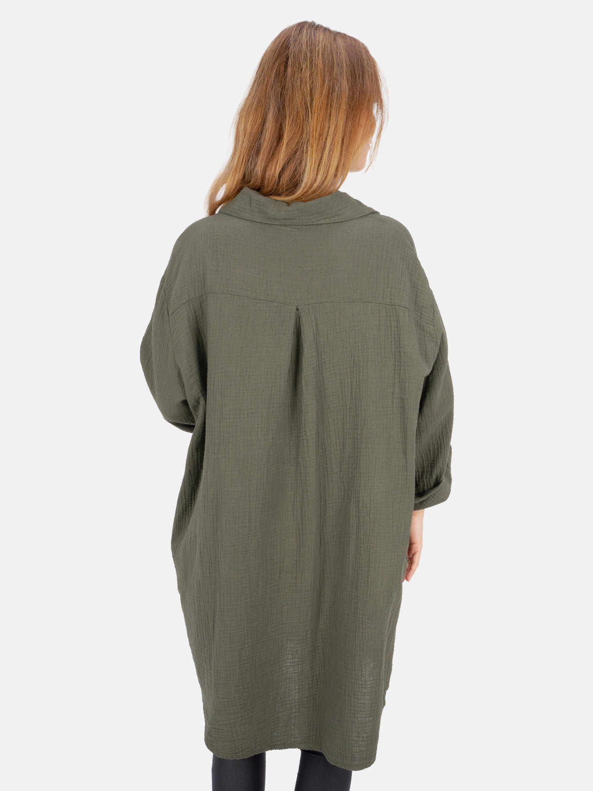Musselinbluse mit Knopfverschluss - dark khaki - Jessy