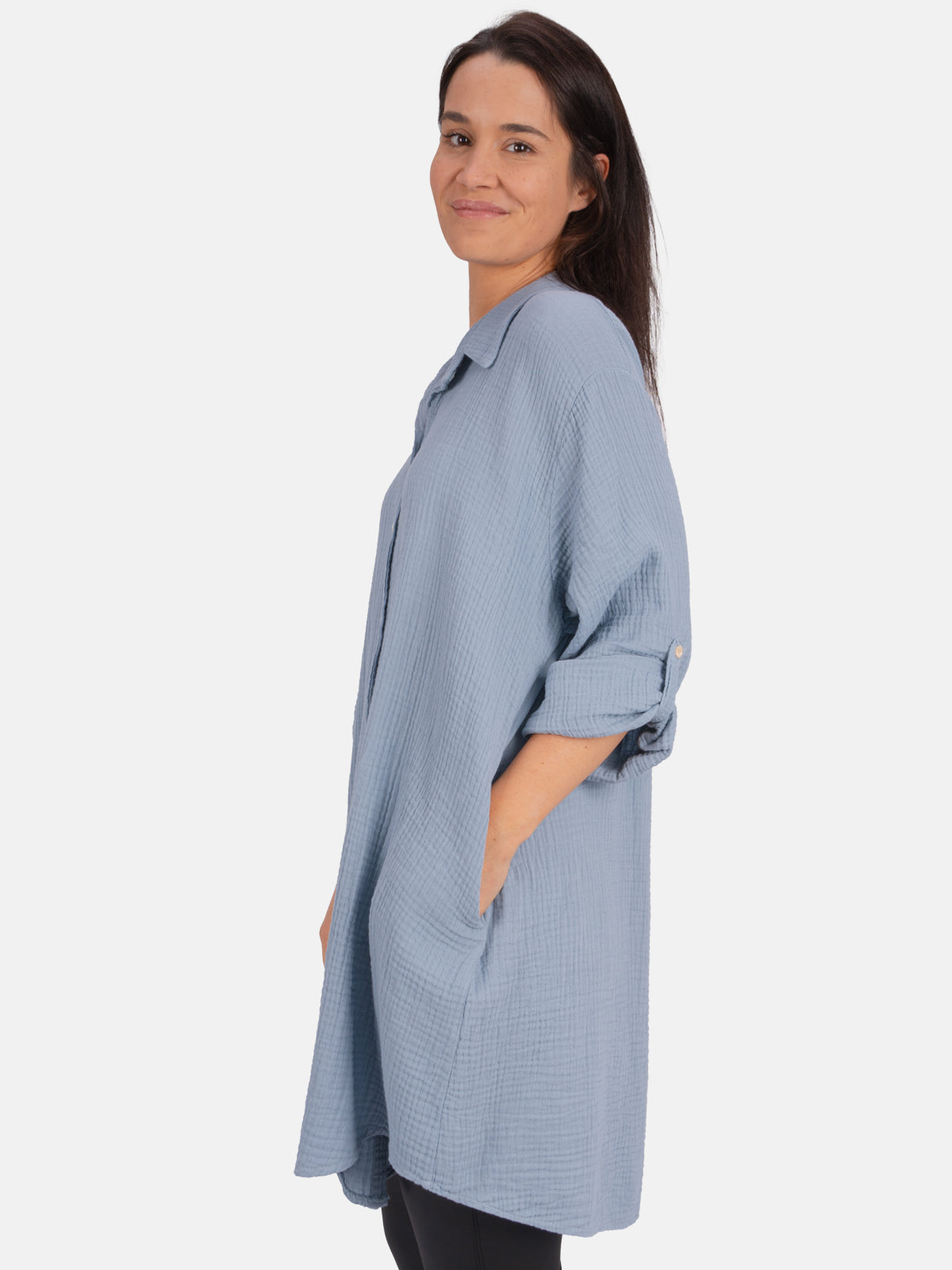 Musselinbluse mit Knopfverschluss - taubengrau - Jessy