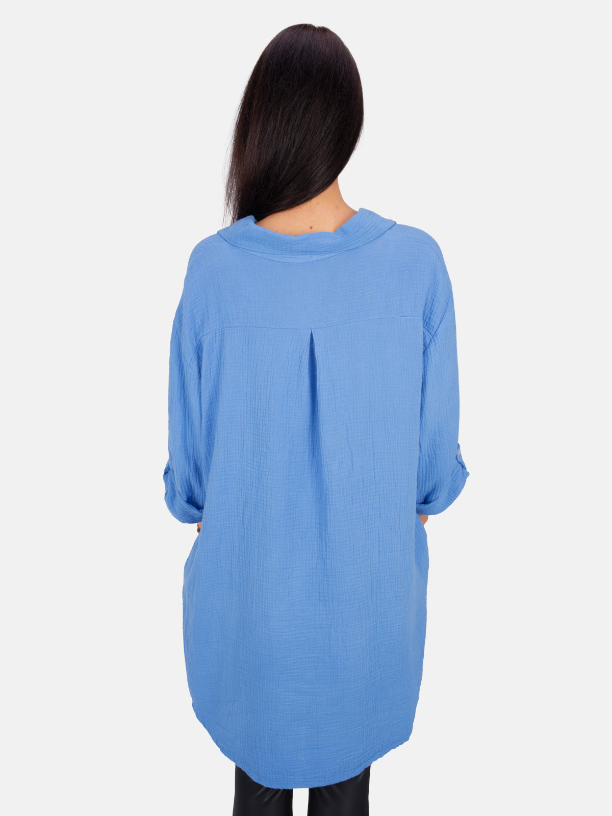 Musselinbluse mit Knopfverschluss - himmelblau - Jessy