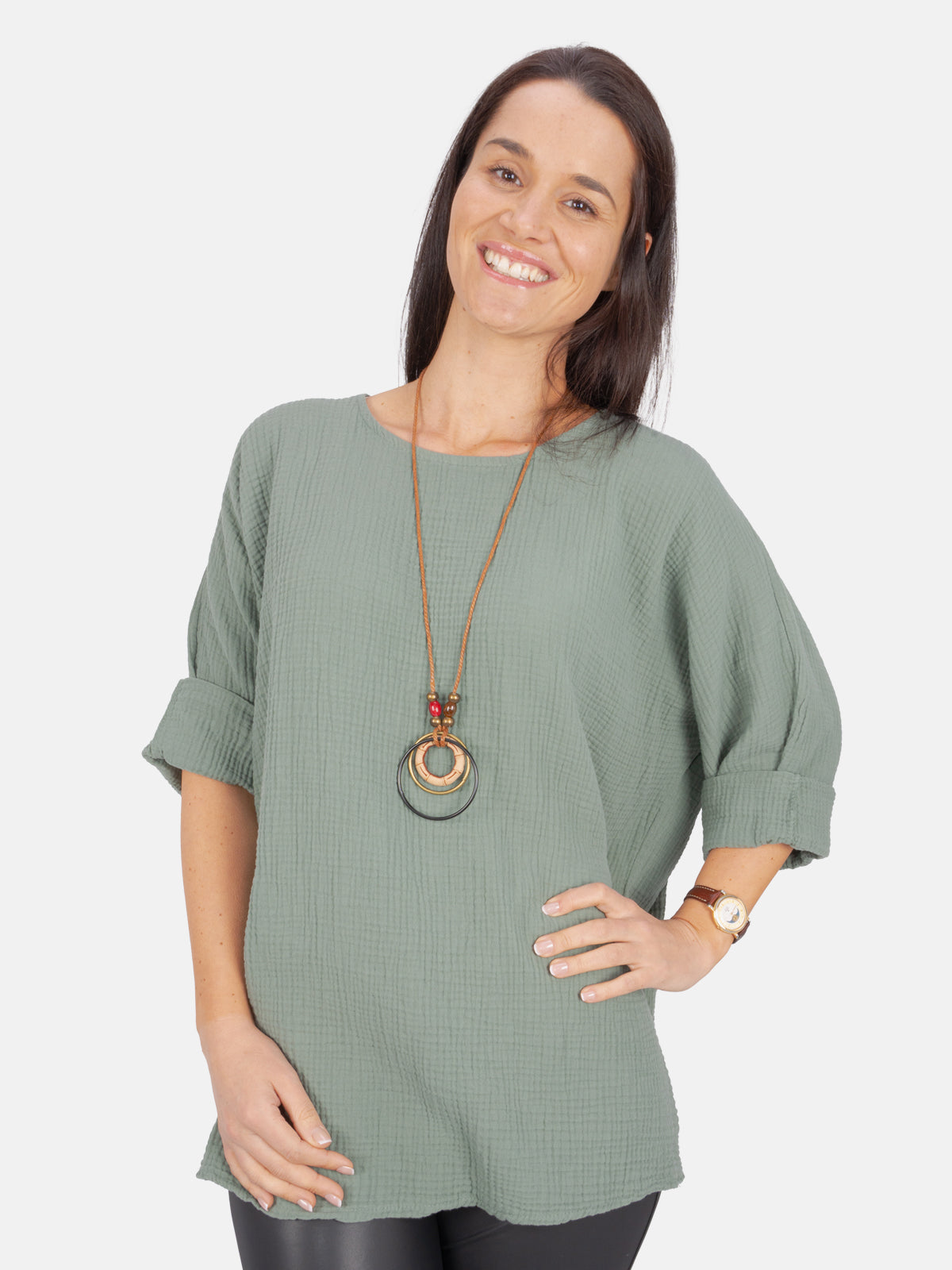 Musselin Bluse mit Kette - Valentina