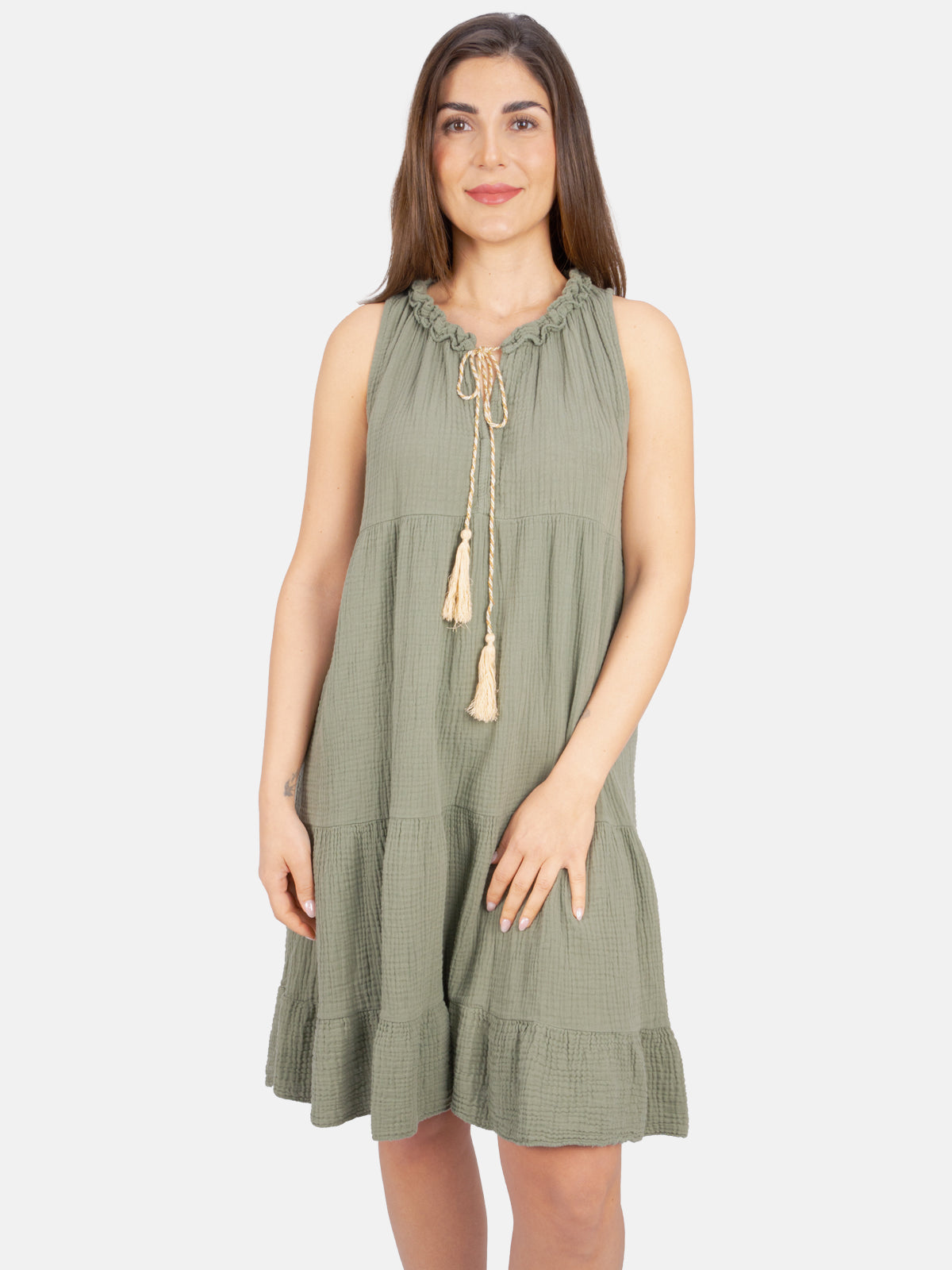 Musselin Kleid mit Tasseln - Buki