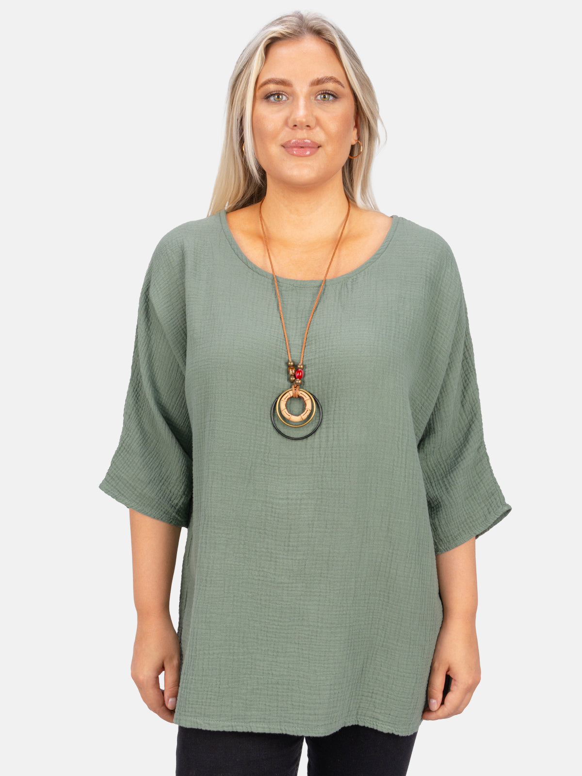Musselin Bluse Halbarm Oversized - Vanessa