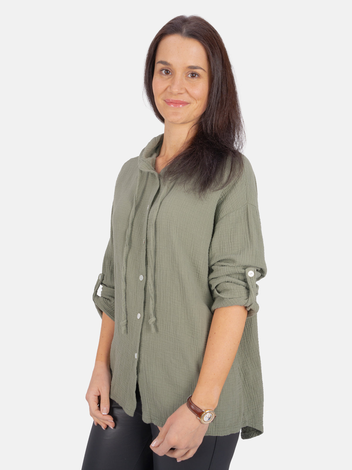 Musselin Bluse mit Kapuze - Camila